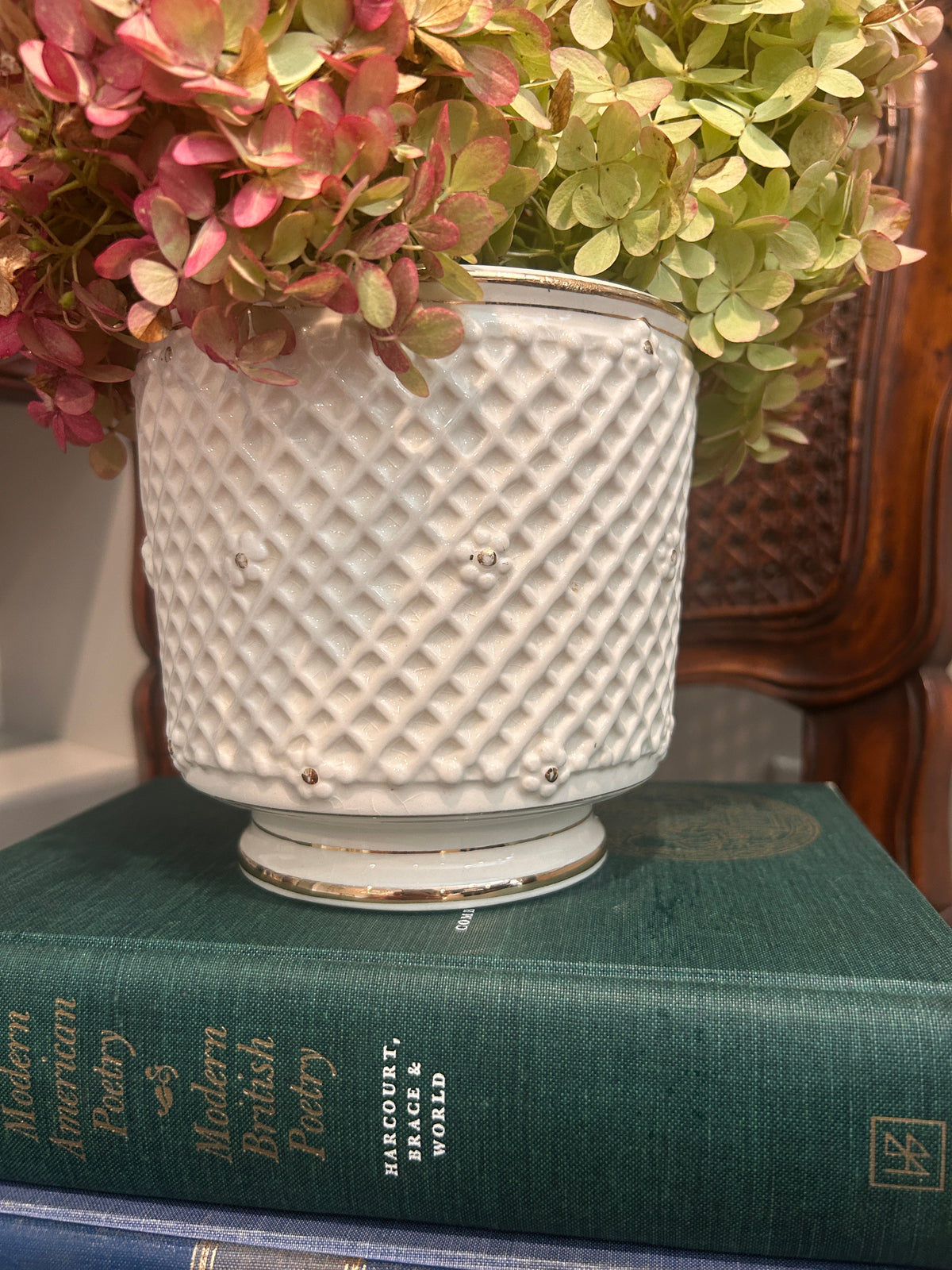 Vintage Relpo White Lattice Cachepot