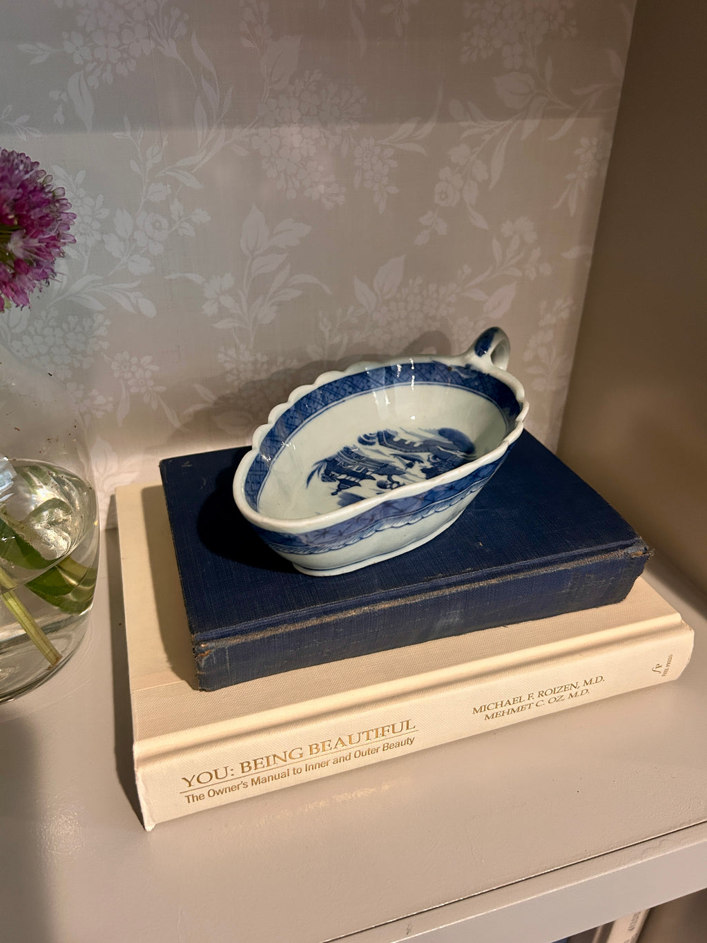 Antique Chinese Export Canton Blue & White Saucedish