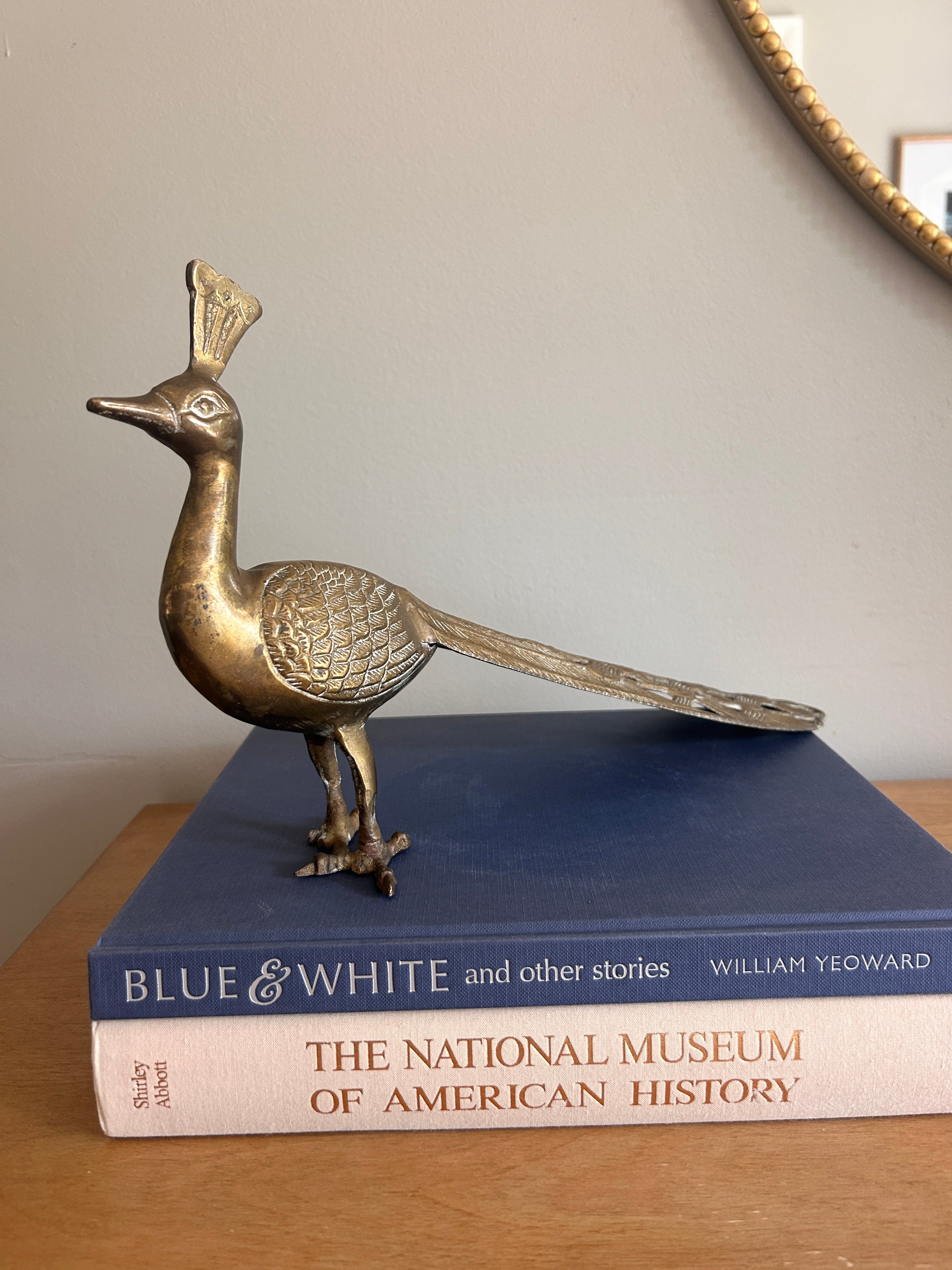 Vintage Large Brass Peacock Figure