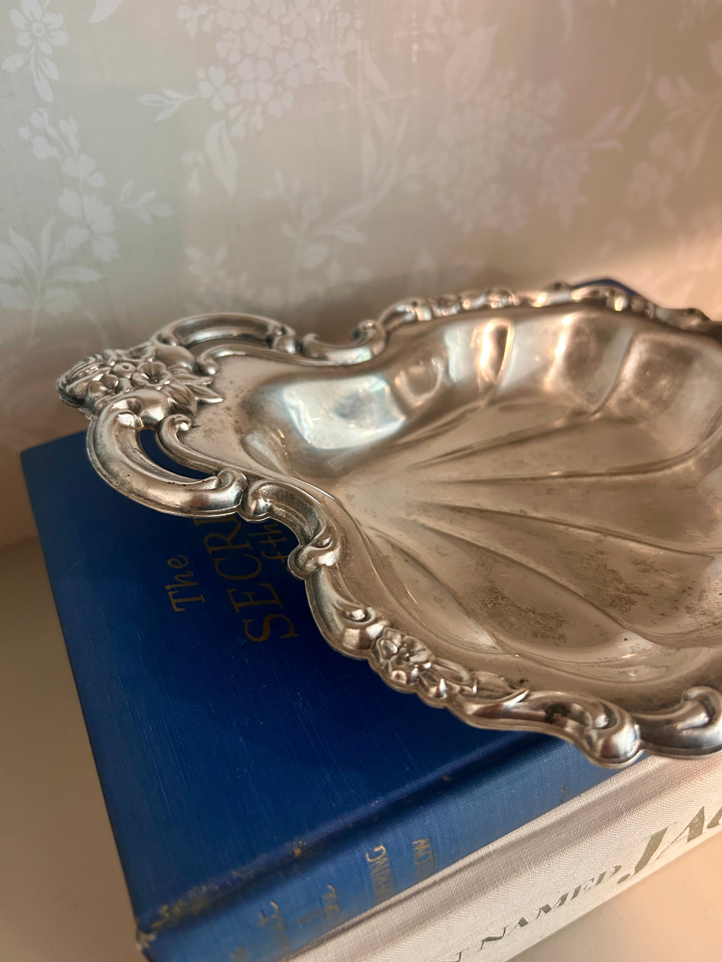 Vintage Silverplate Shell Catchall Trinket Dish