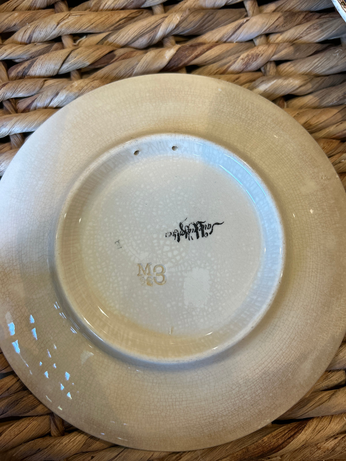 Antique French Sarreguemines Talking Plates – Set of 4 Regional Scenes
