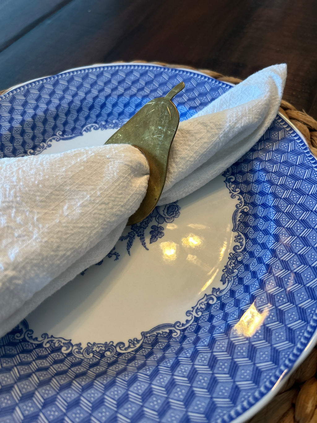 Vintage Brass Pear Napkin Rings- Set of 10