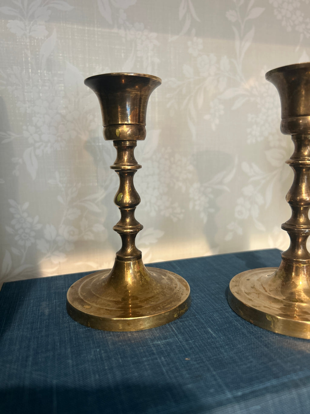 Vintage Brass Candlestick Holder Pair
