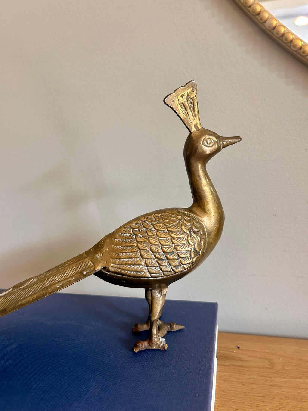 Vintage Large Brass Peacock Figure