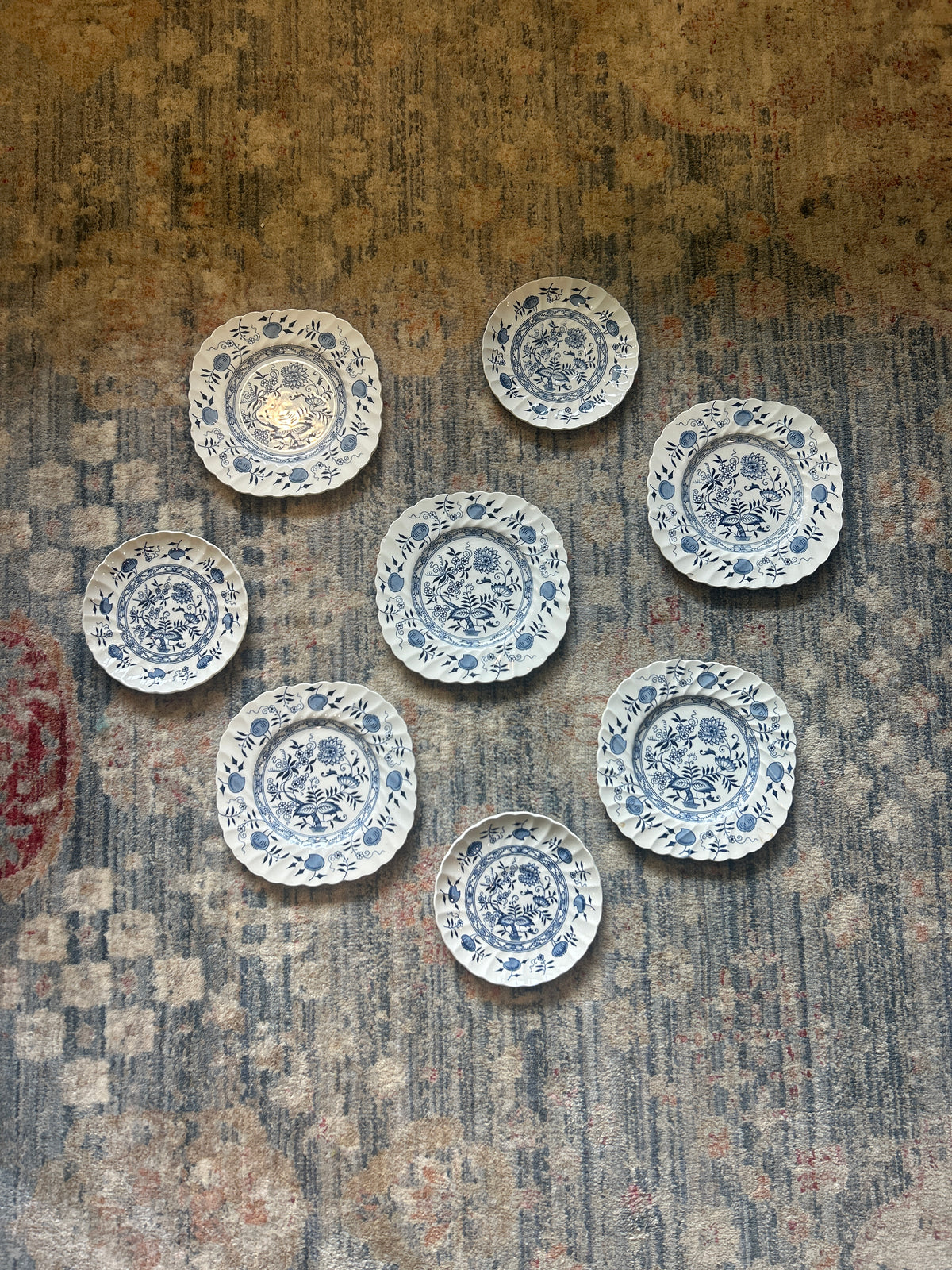 Vintage Wood & Sons Blue Fjord Plate Wall- Set of 8