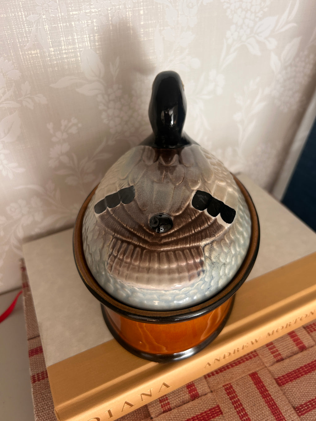 Vintage Portugal Mallard Duck Lidded Dish