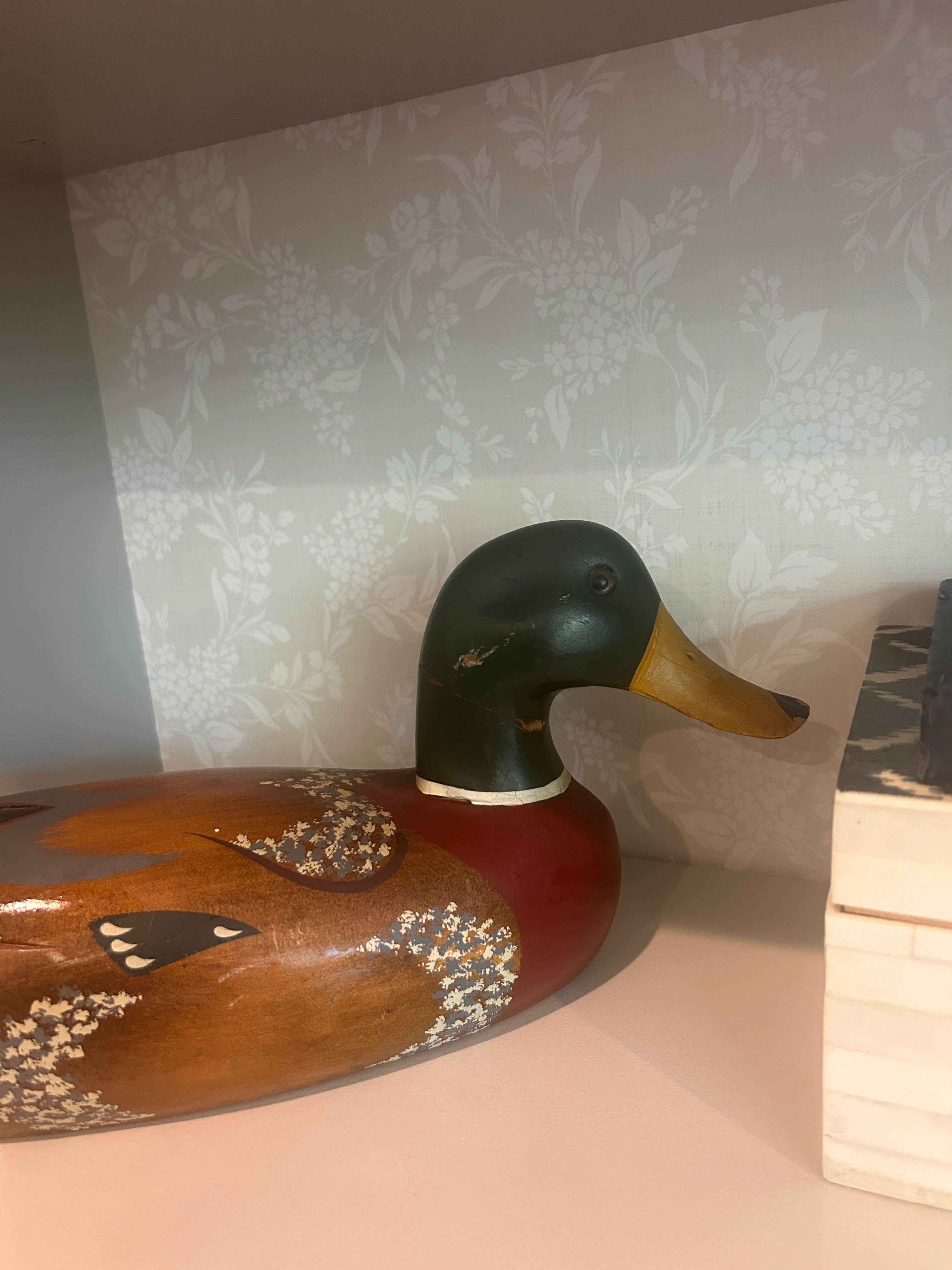 Vintage Hand-Painted Wooden Mallard Duck Decoy