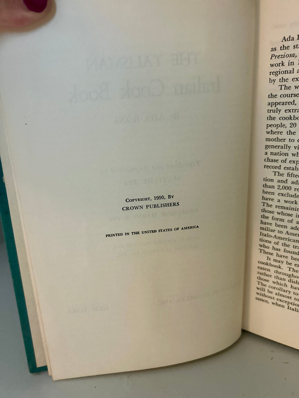 Vintage 1950 The Talisman Italian Cook Book by Ada Boni – Ronzoni Special Edition