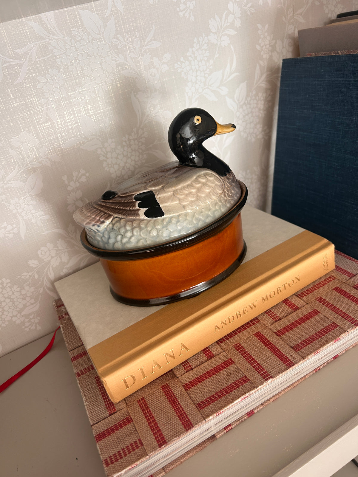 Vintage Portugal Mallard Duck Lidded Dish