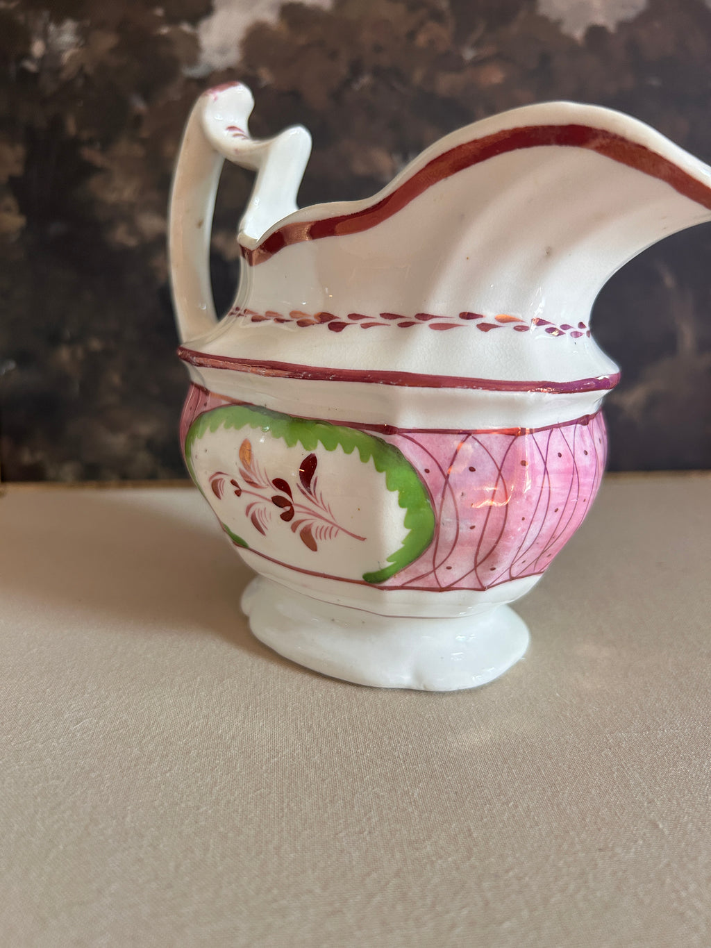 Antique Pink Lusterware Creamer Pitcher