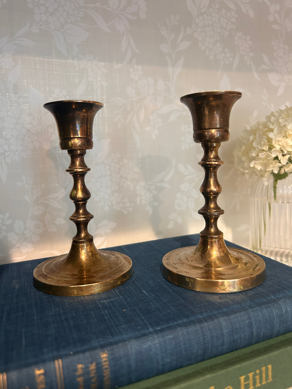 Vintage Brass Candlestick Holder Pair