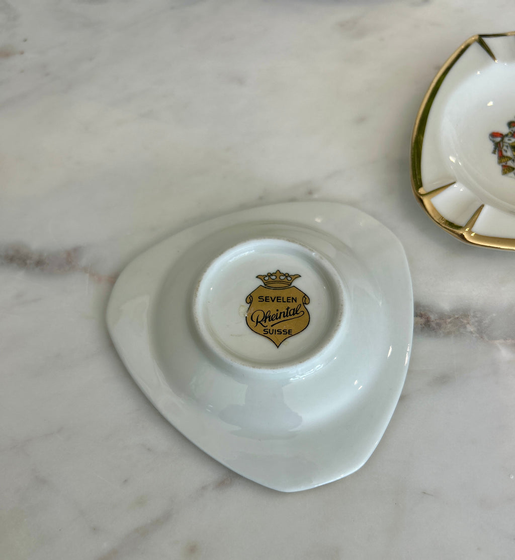 Vintage Rheintal Suisse Liechtenstein Porcelain Ashtray Catchall – Set of 2
