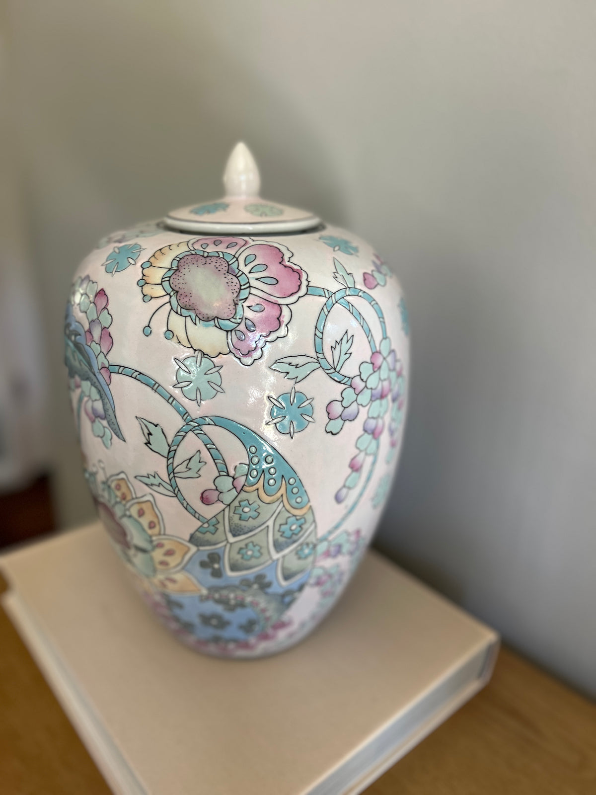 Vintage Pastel Floral Ginger Jar