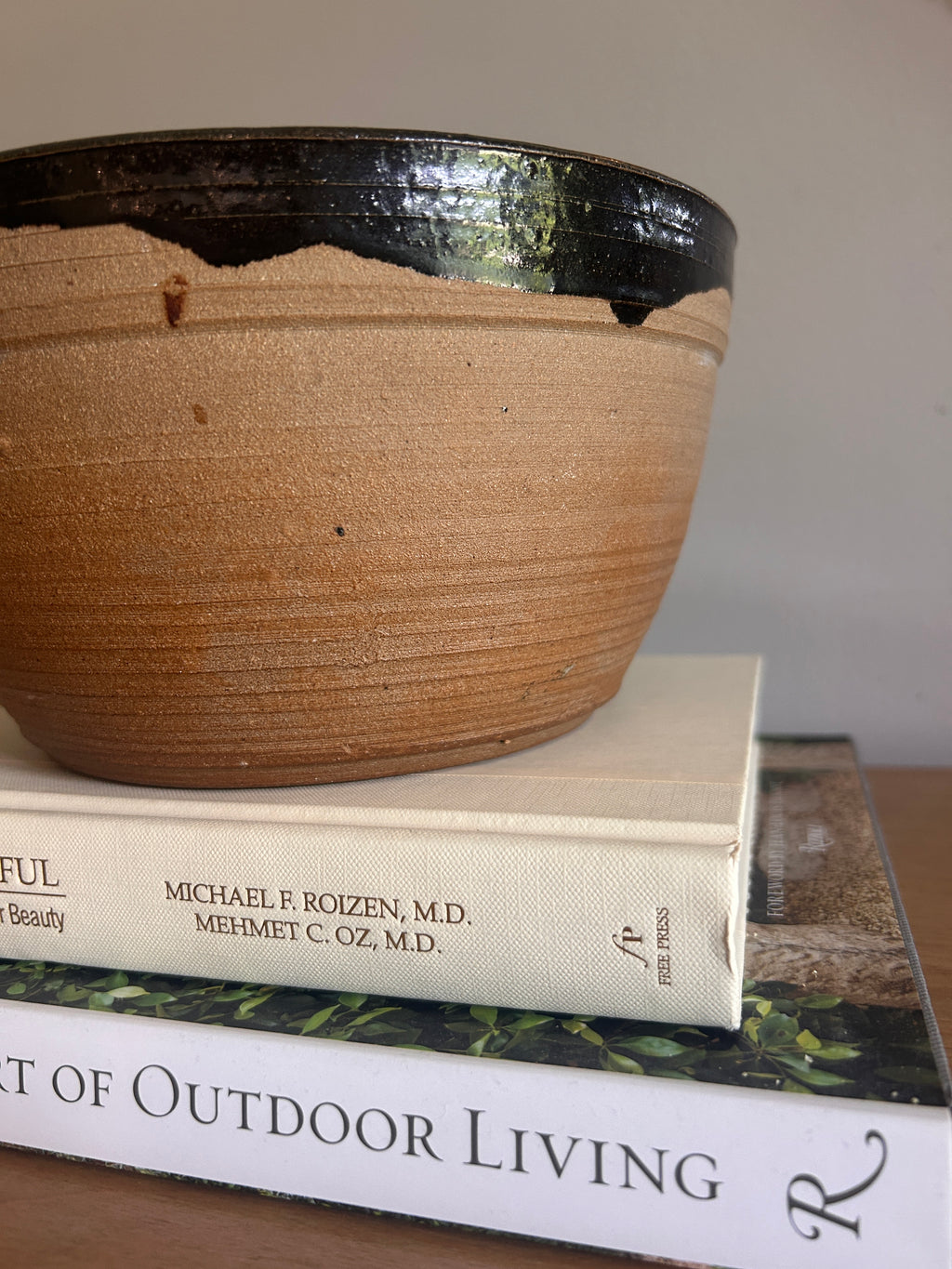 Vintage Signed Studio Pottery Drip Glaze Stoneware Bowl