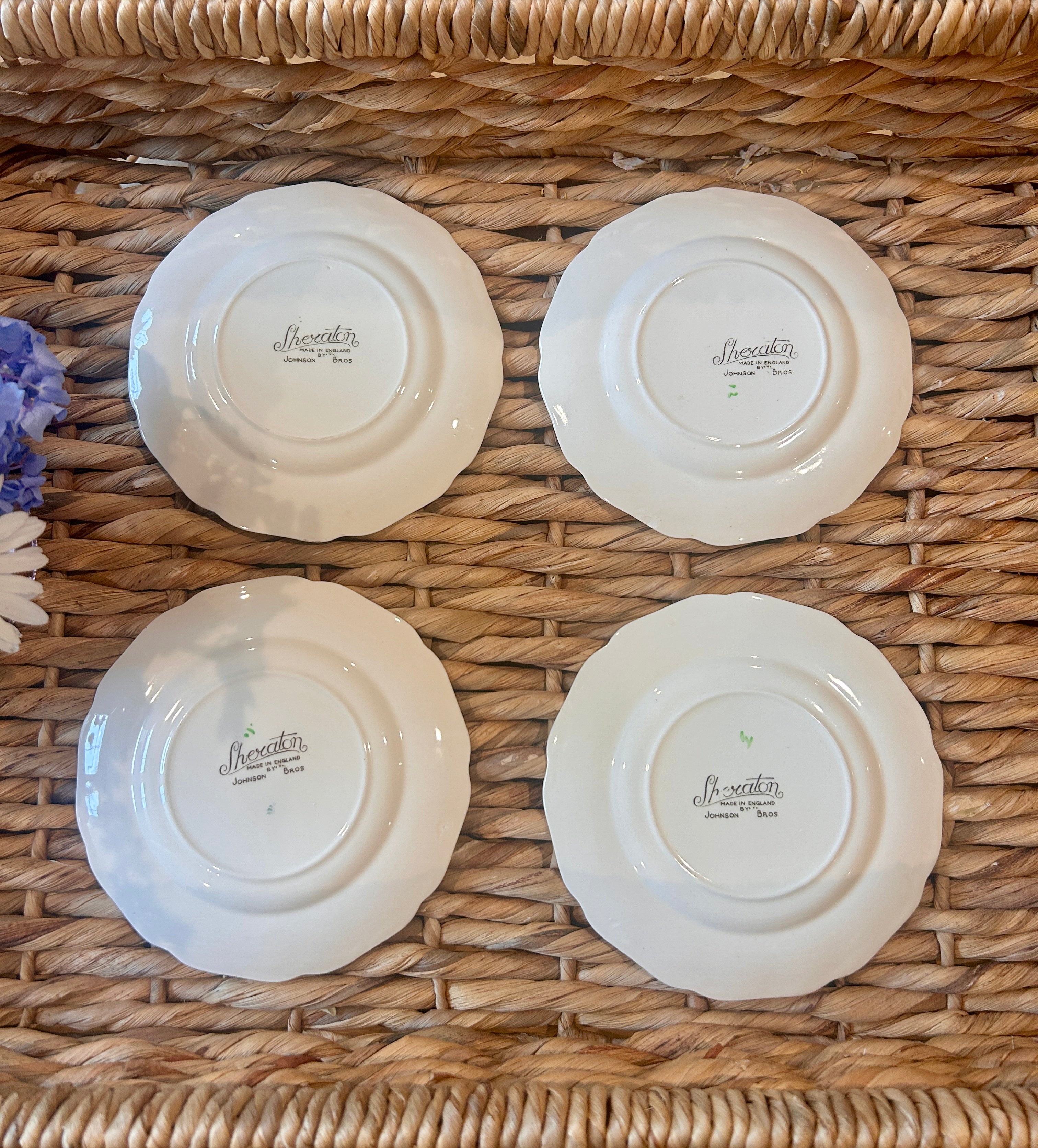 Vintage Johnson Brothers “Sheraton Floral Center” Ironstone Plates- Set of 4