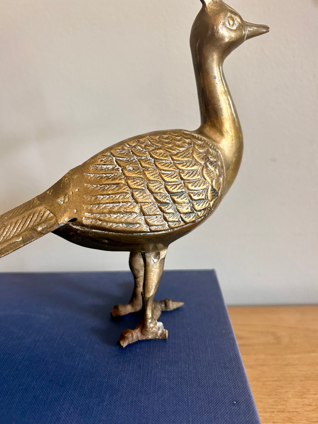 Vintage Large Brass Peacock Figure