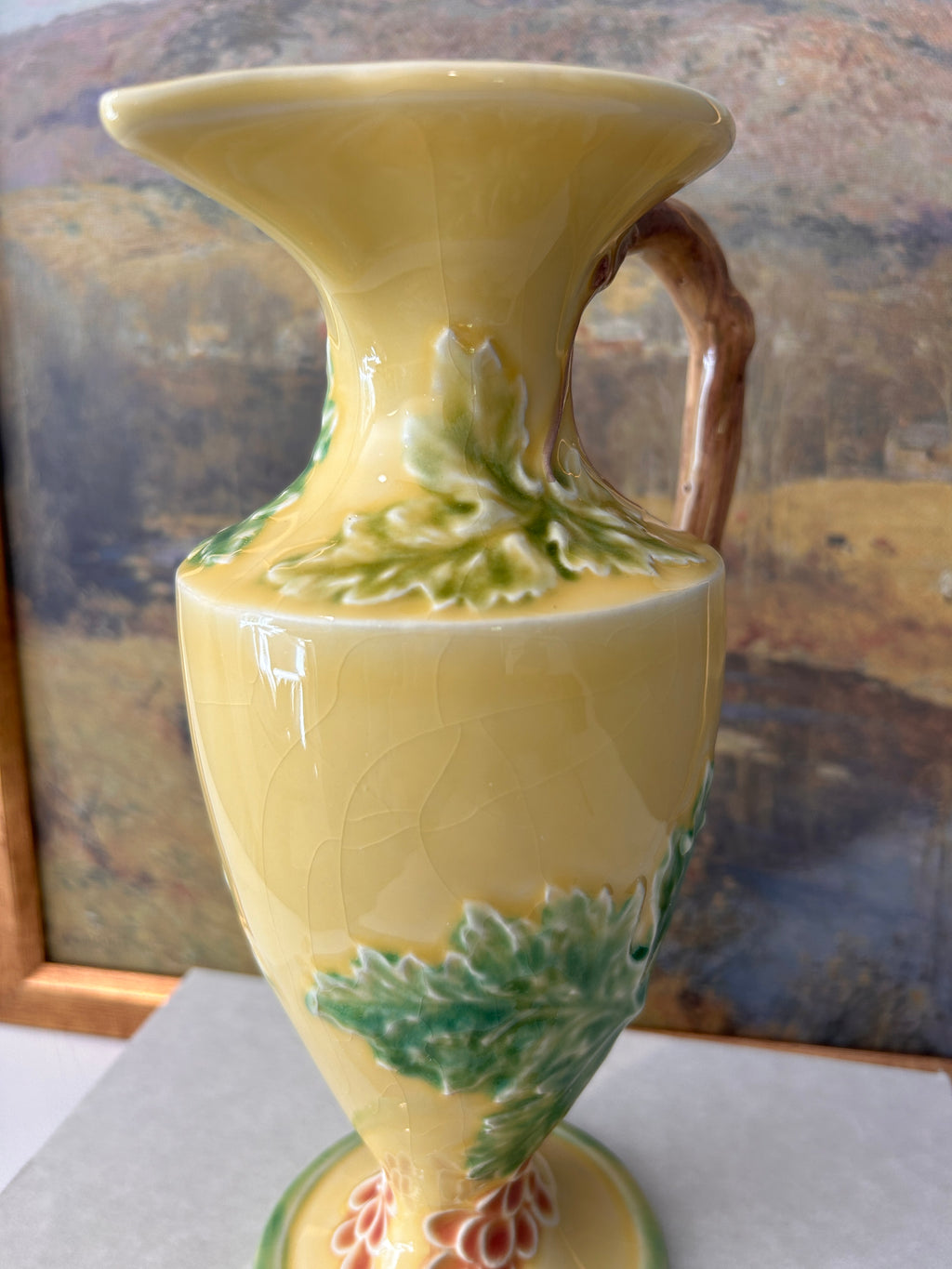 Vintage Bordallo Pinheiro Majolica Grape & Vine Relief Pitcher