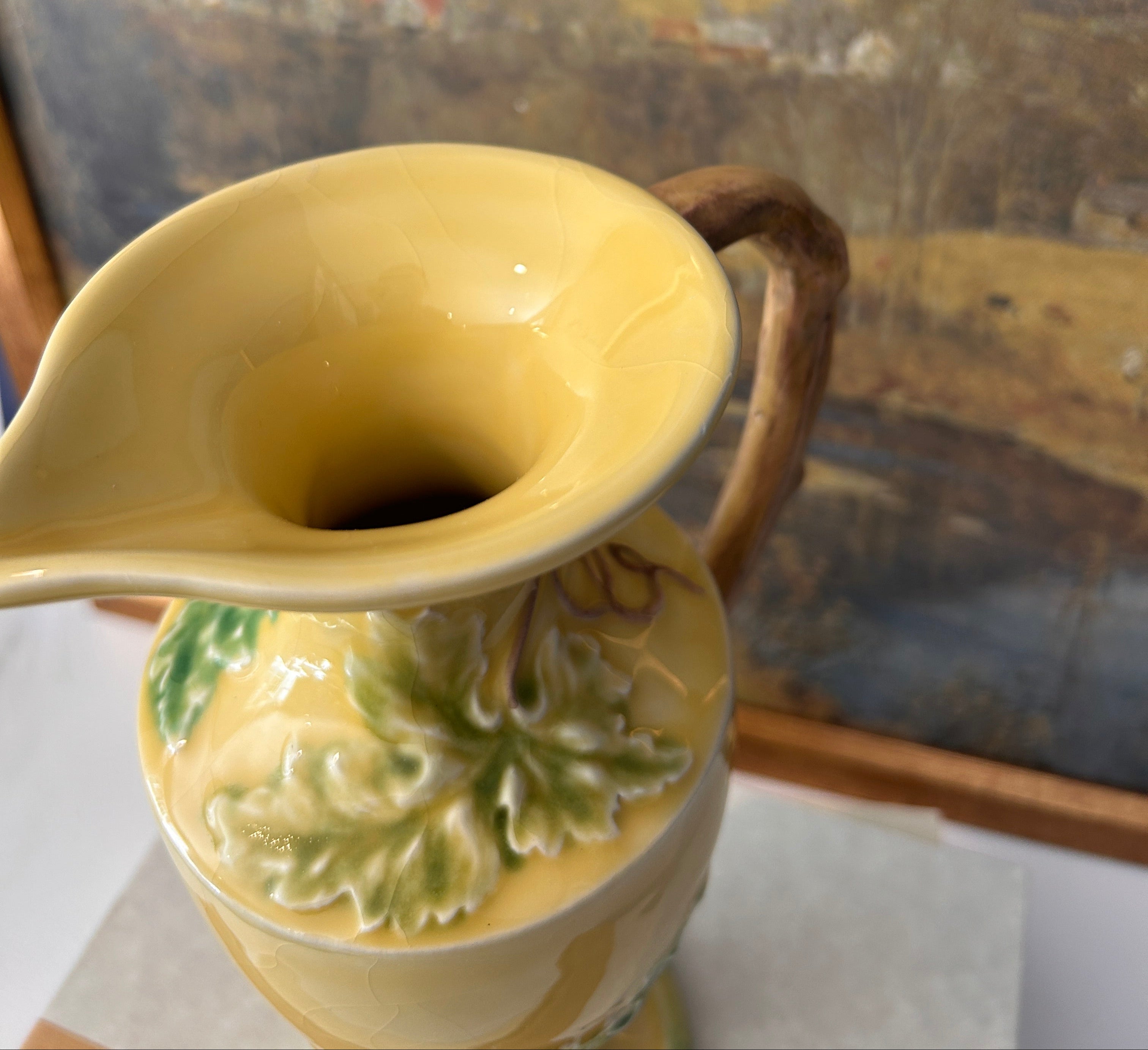 Vintage Bordallo Pinheiro Majolica Grape & Vine Relief Pitcher