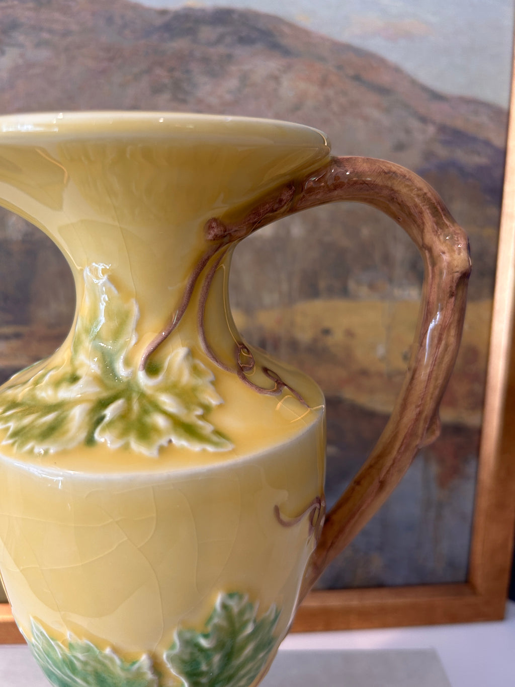 Vintage Bordallo Pinheiro Majolica Grape & Vine Relief Pitcher