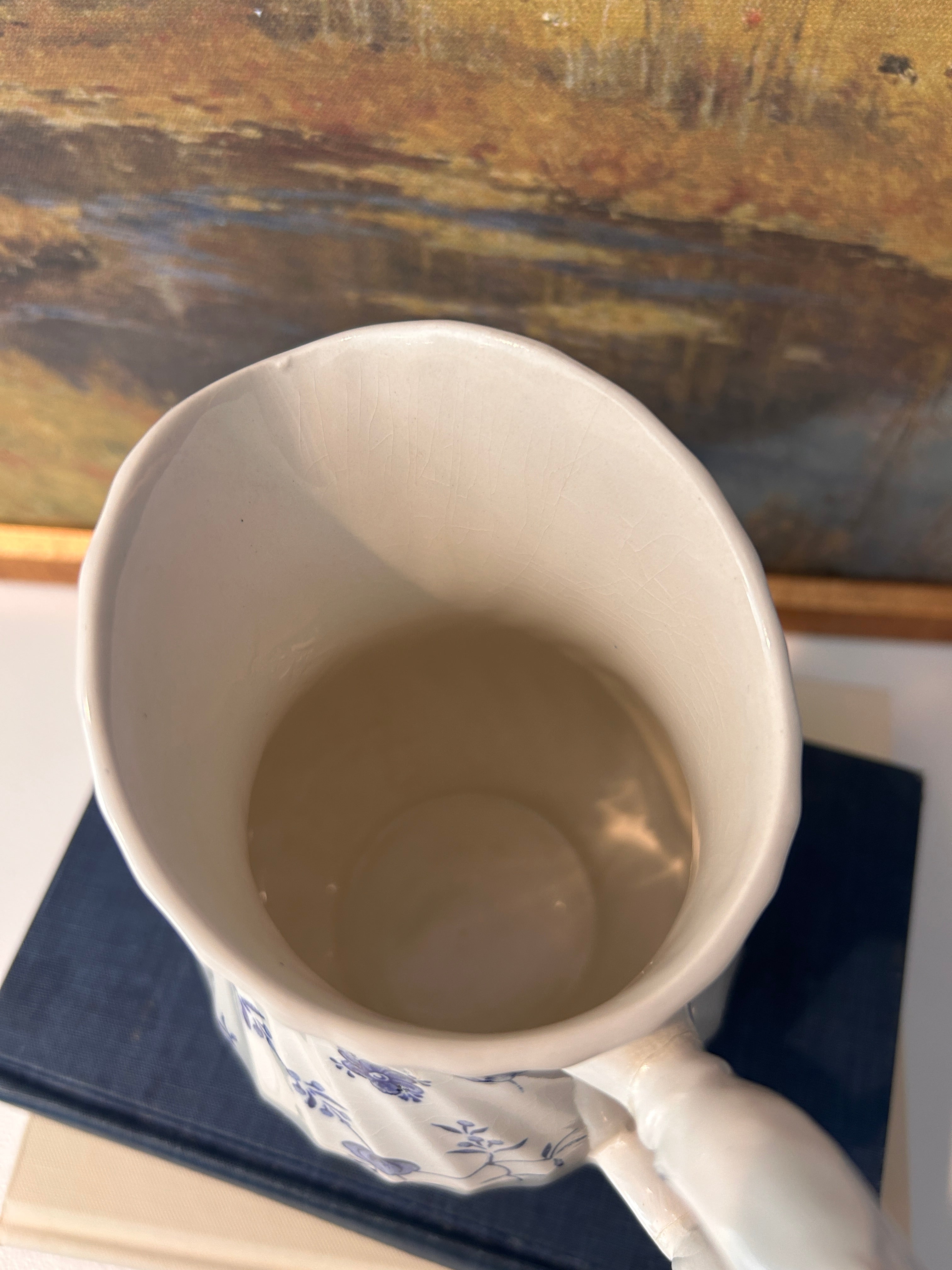 Vintage Blue and White Floral English Myott Finlandia Pitcher