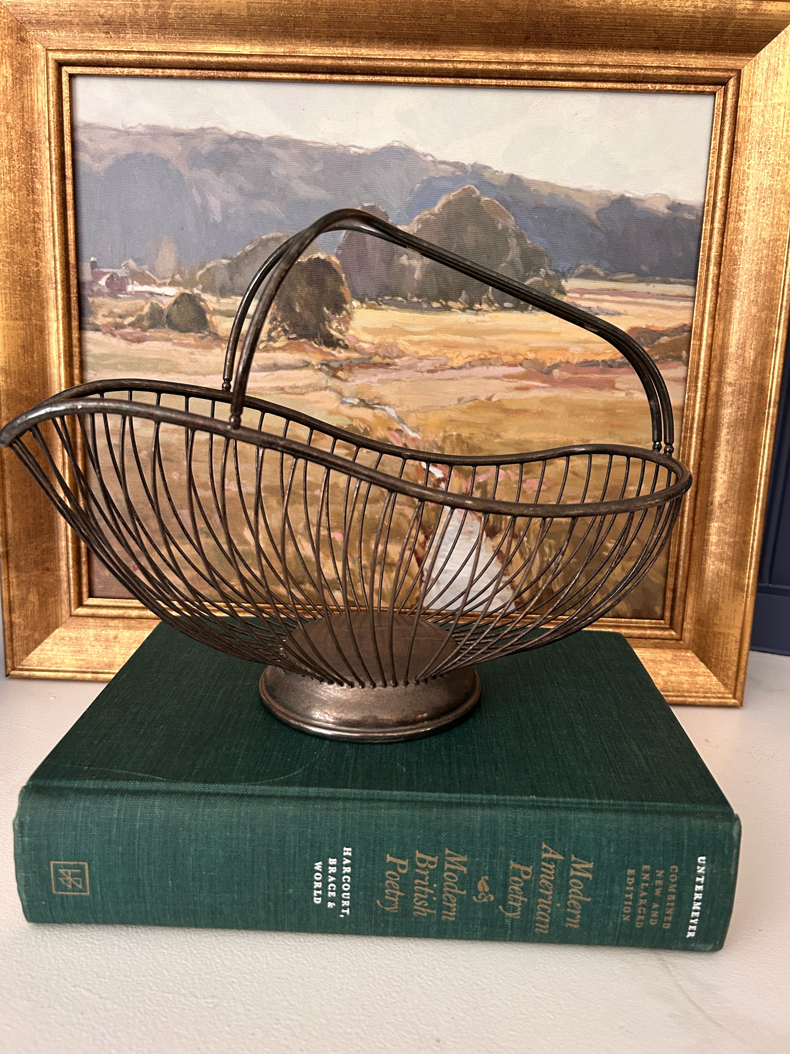 Vintage Italian Silver Plate Wine Basket