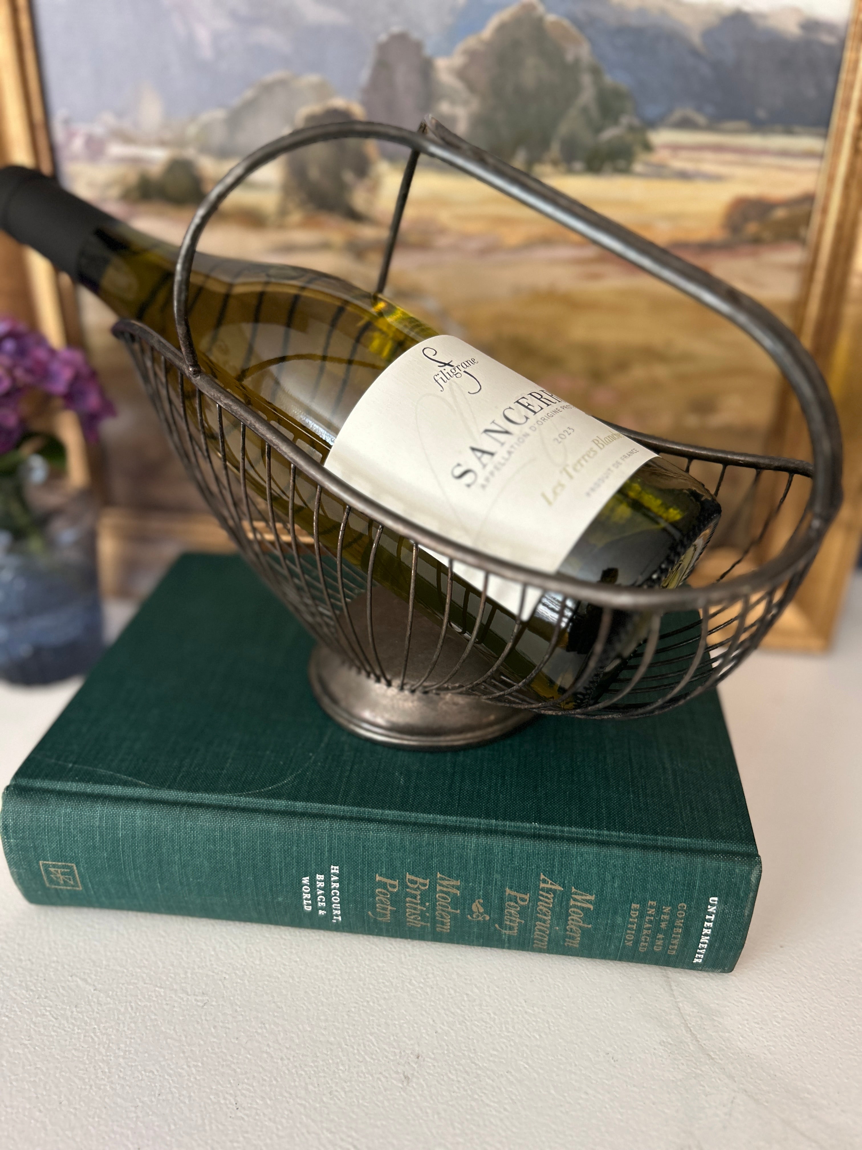 Vintage Italian Silver Plate Wine Basket