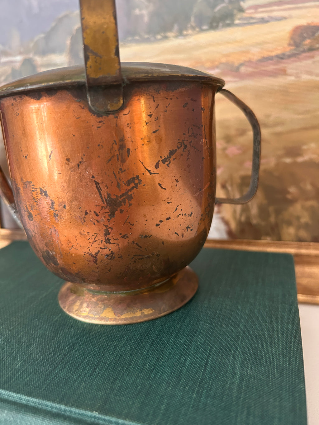 Vintage German Bamboo Handle Copper Watering Can