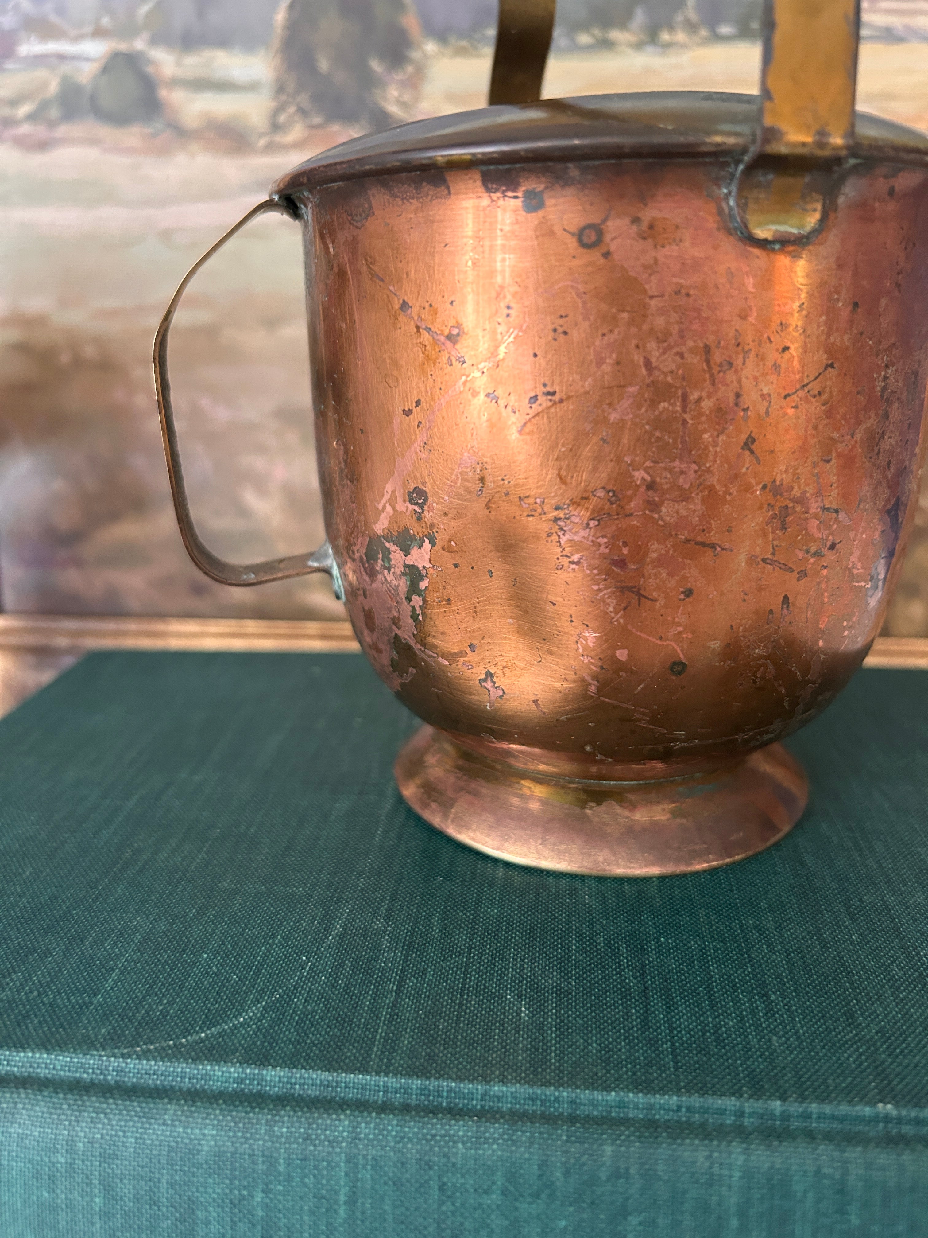 Vintage German Bamboo Handle Copper Watering Can