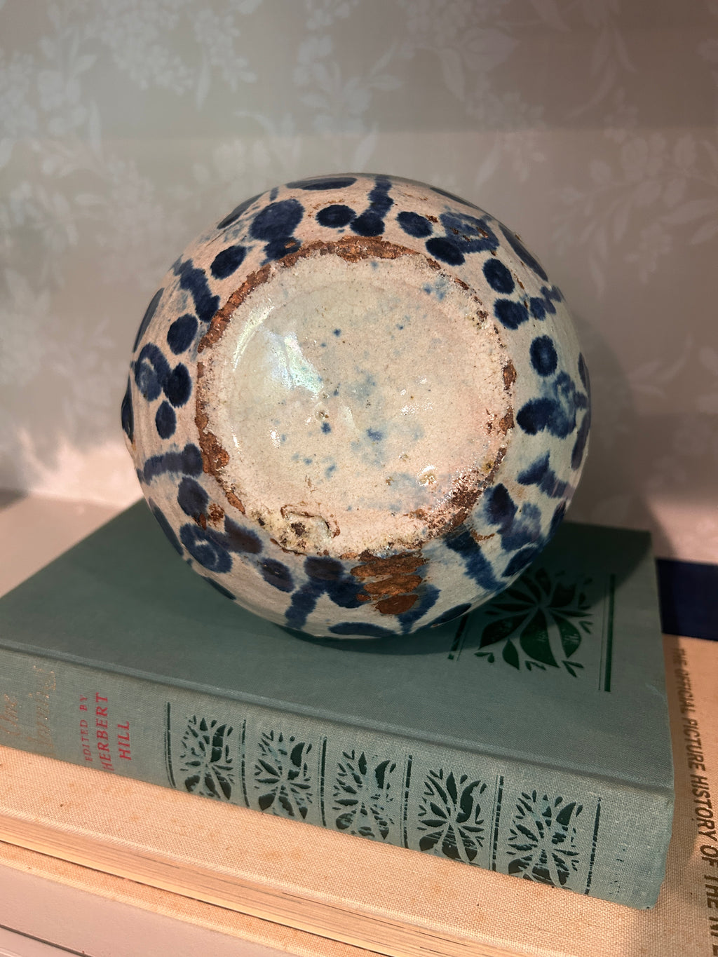 Vintage Fajalauza-Style Blue & White Earthenware Pitcher