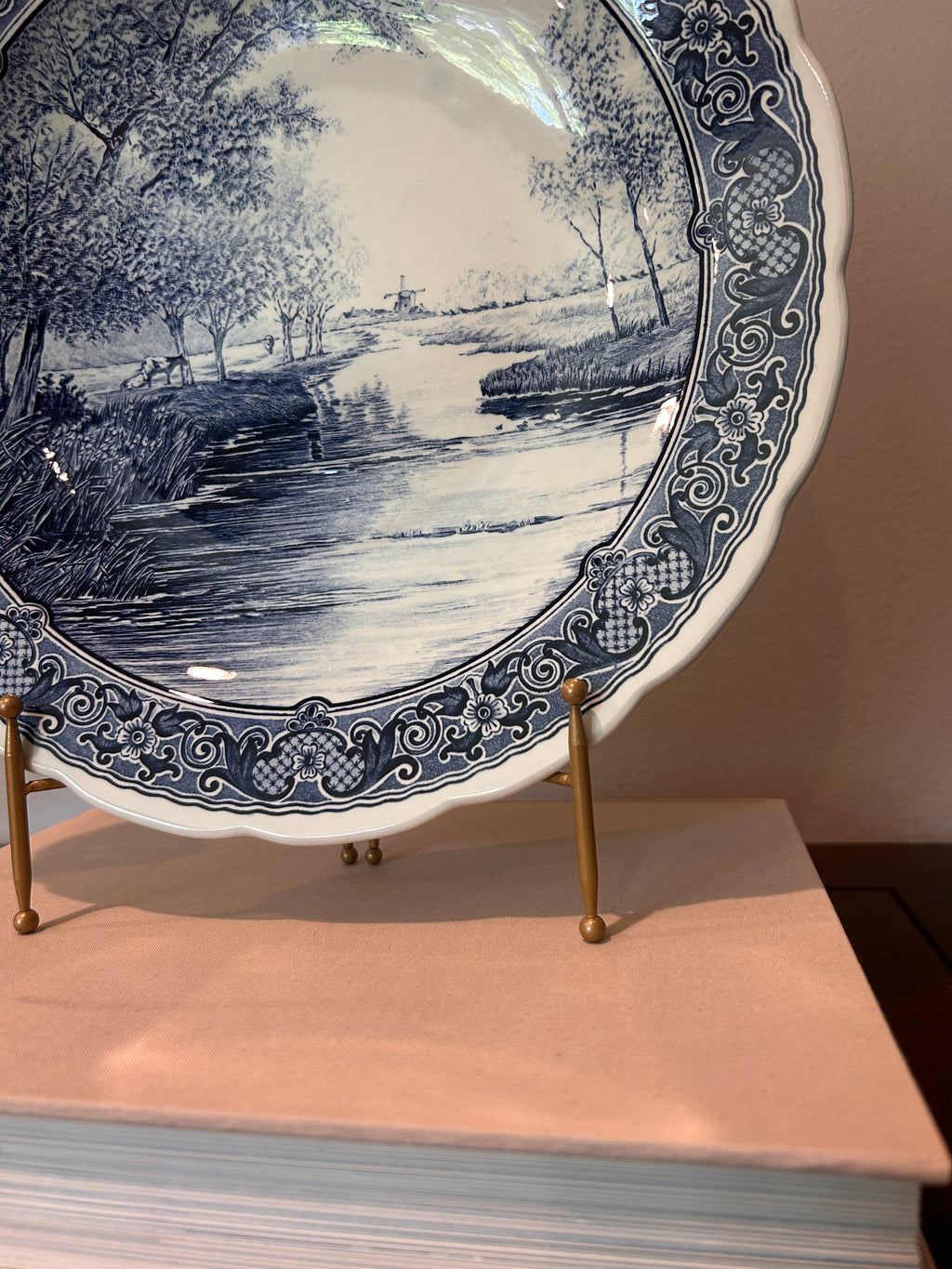 Vintage Boch Belgium Delft Blue and White Charger Dish