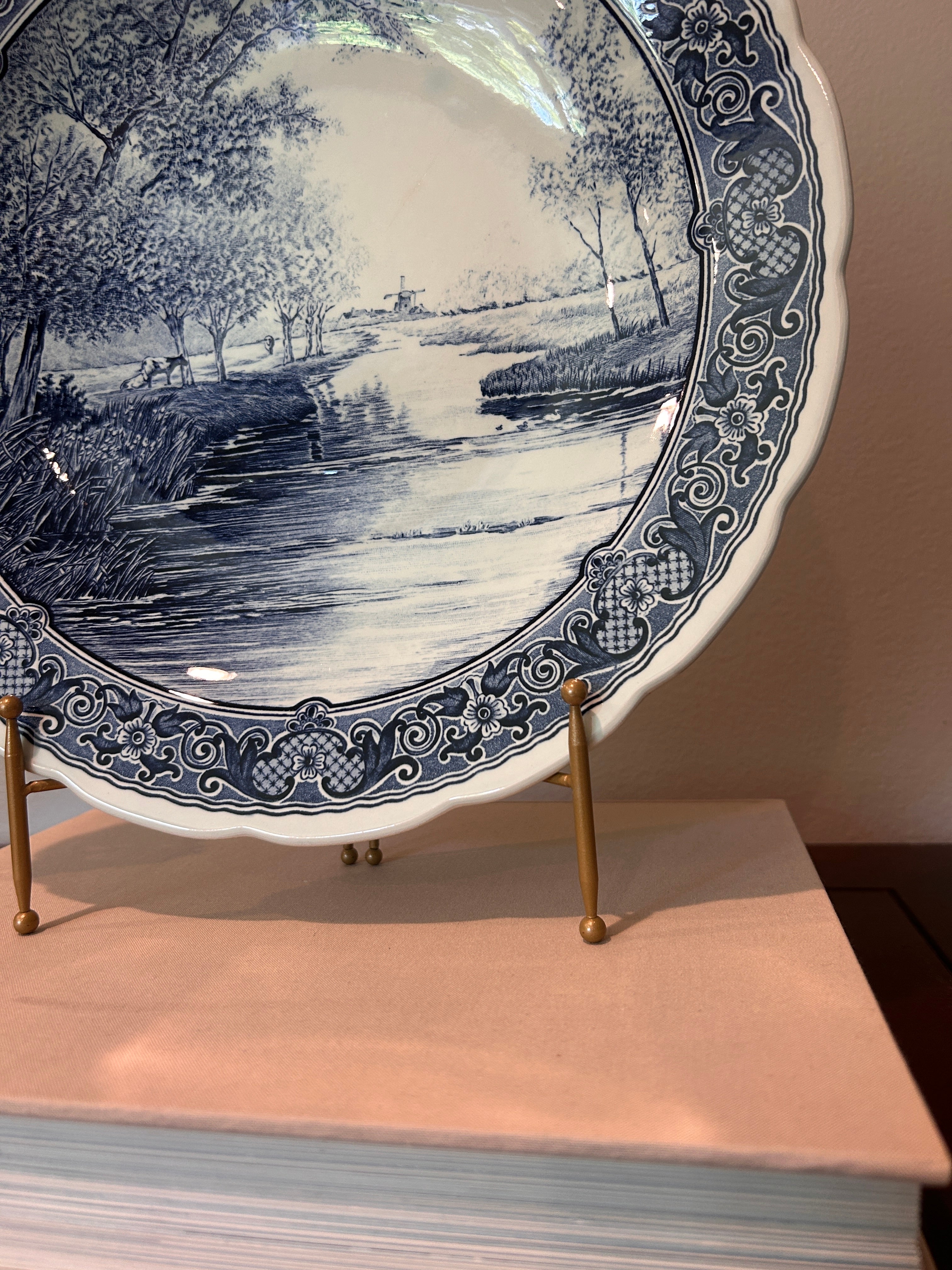 Vintage Boch Belgium Delft Blue and White Charger Dish