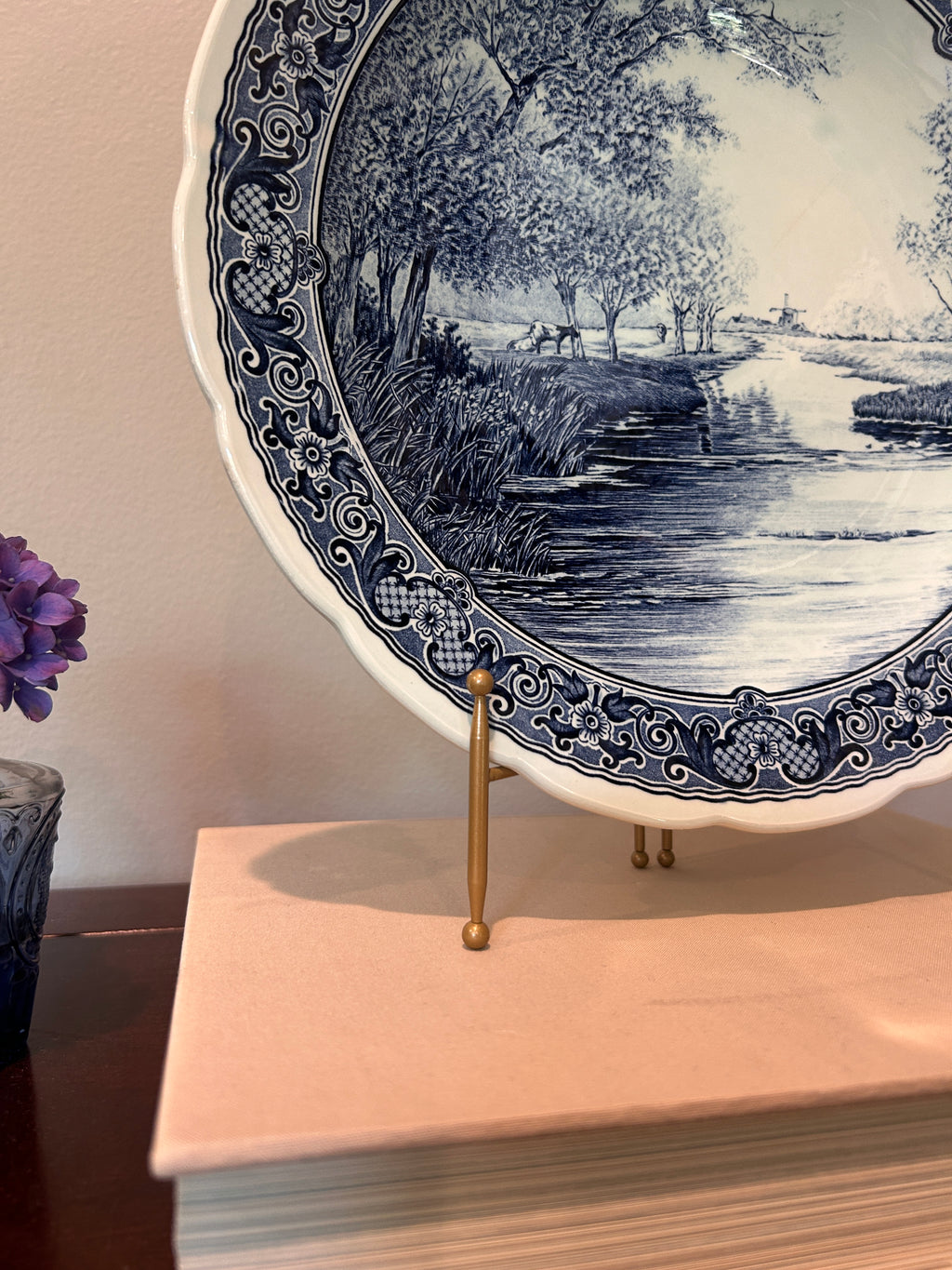 Vintage Boch Belgium Delft Blue and White Charger Dish