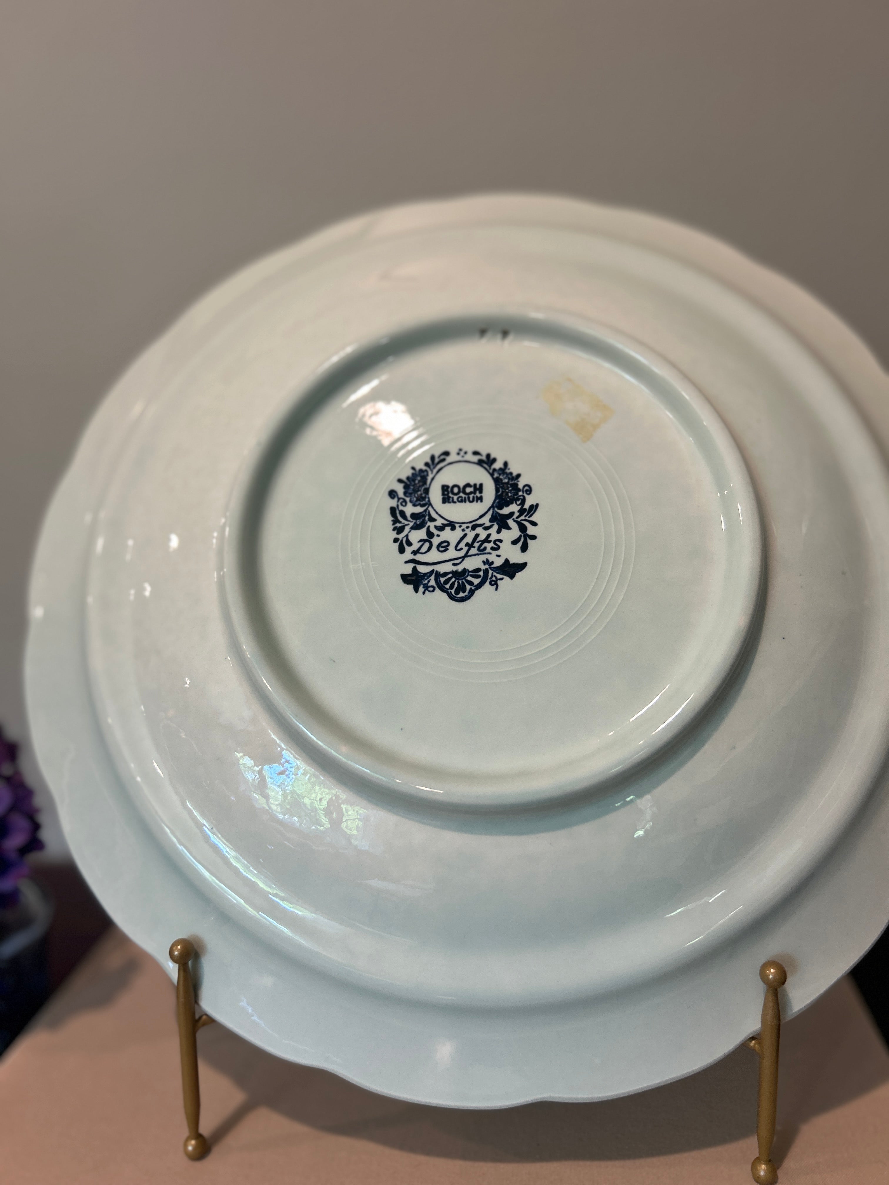 Vintage Boch Belgium Delft Blue and White Charger Dish