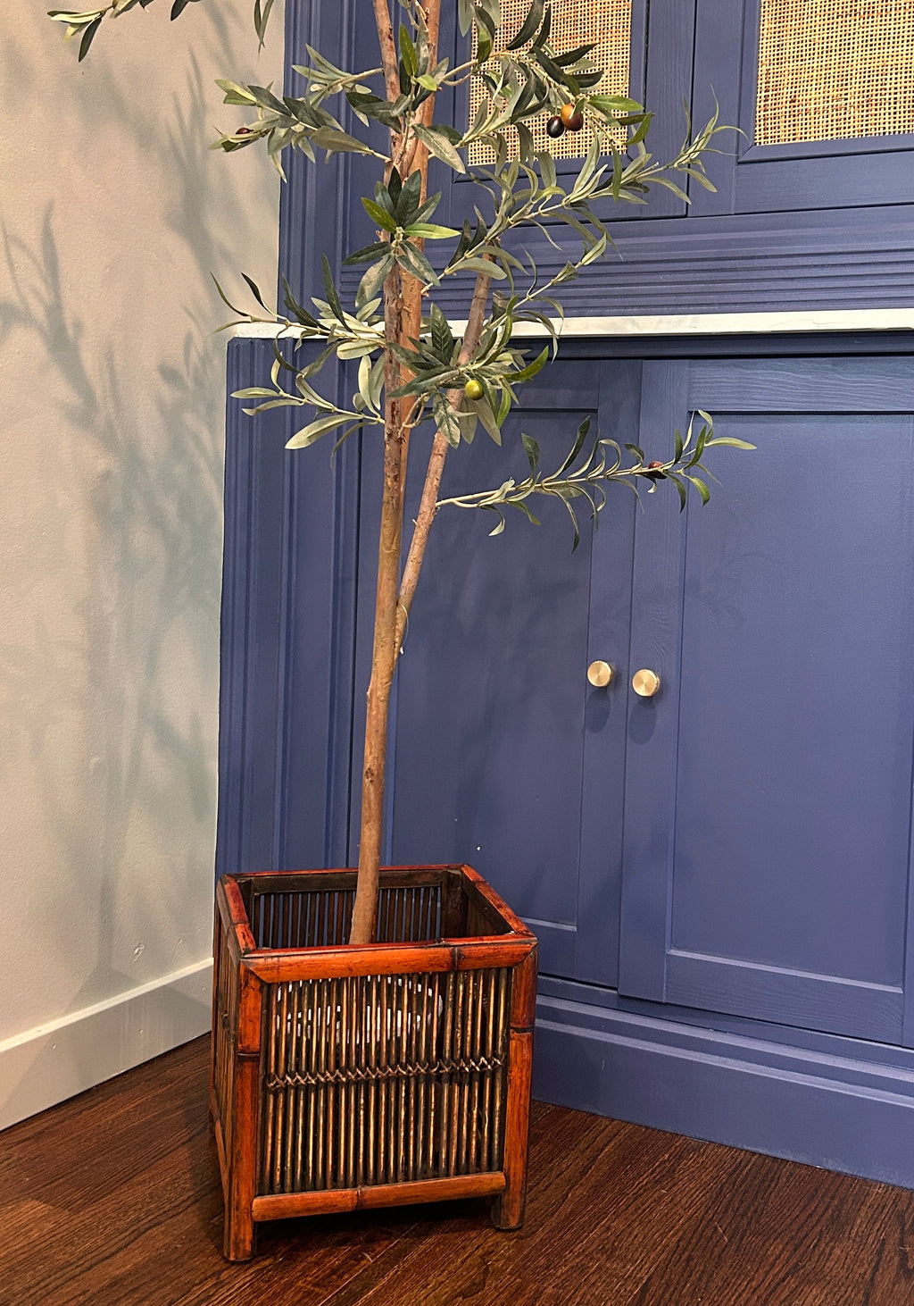 Vintage Faux Bamboo Planter / Basket