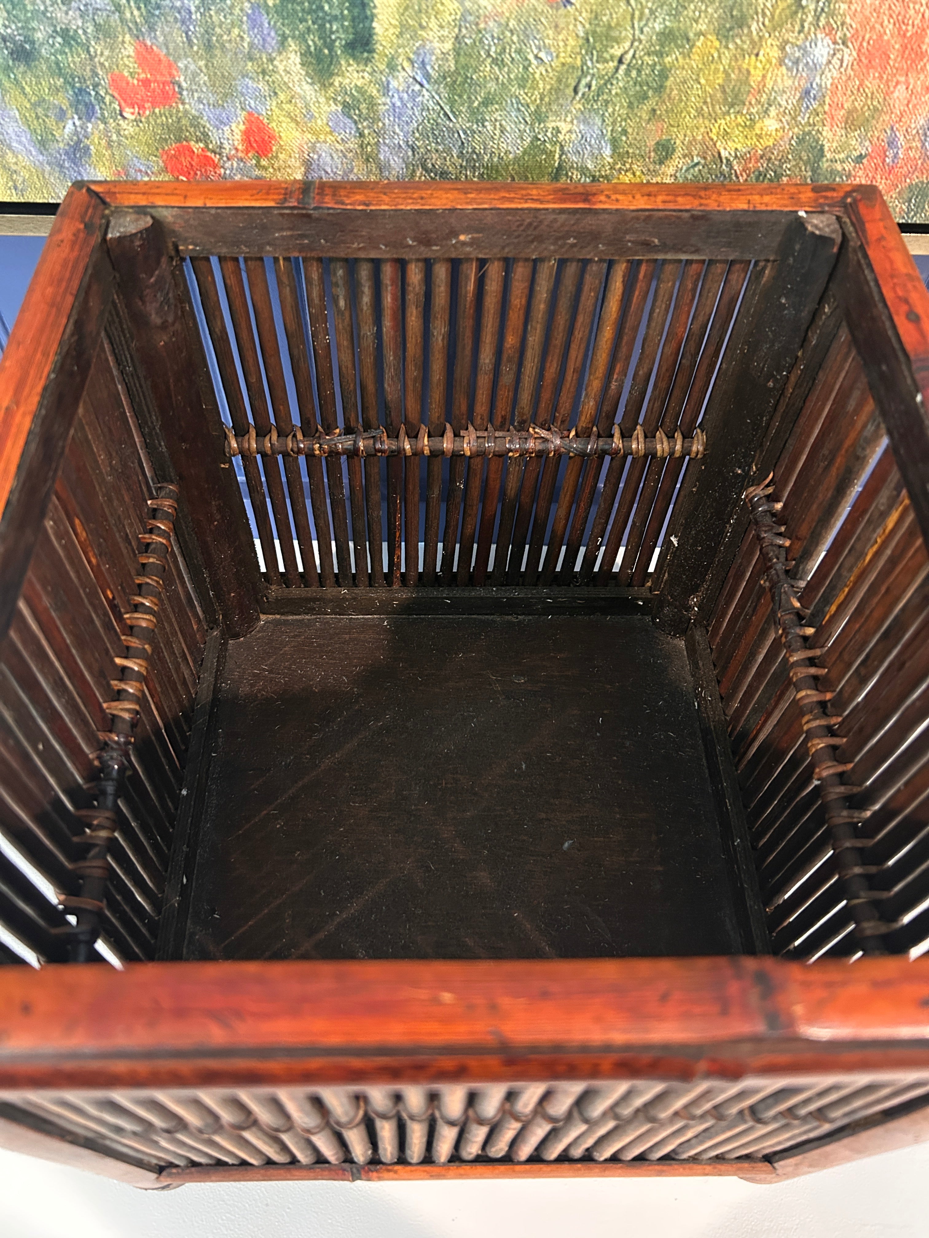 Vintage Faux Bamboo Planter / Basket