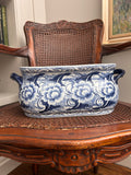 Vintage Style Blue and White Floral Footbath Planter