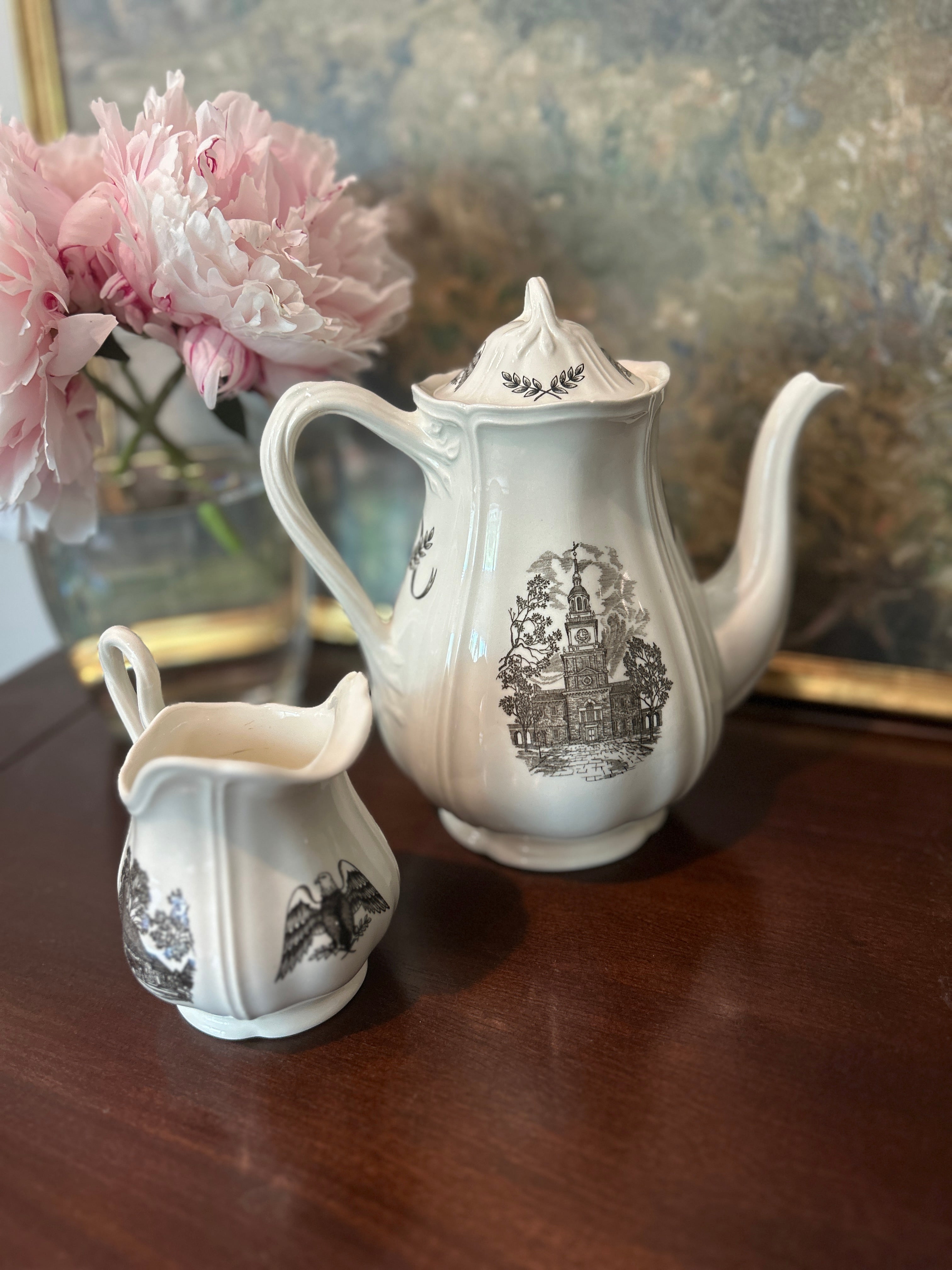 Vintage Wedgwood "Philadelphia" Coffee Pot & Creamer Set