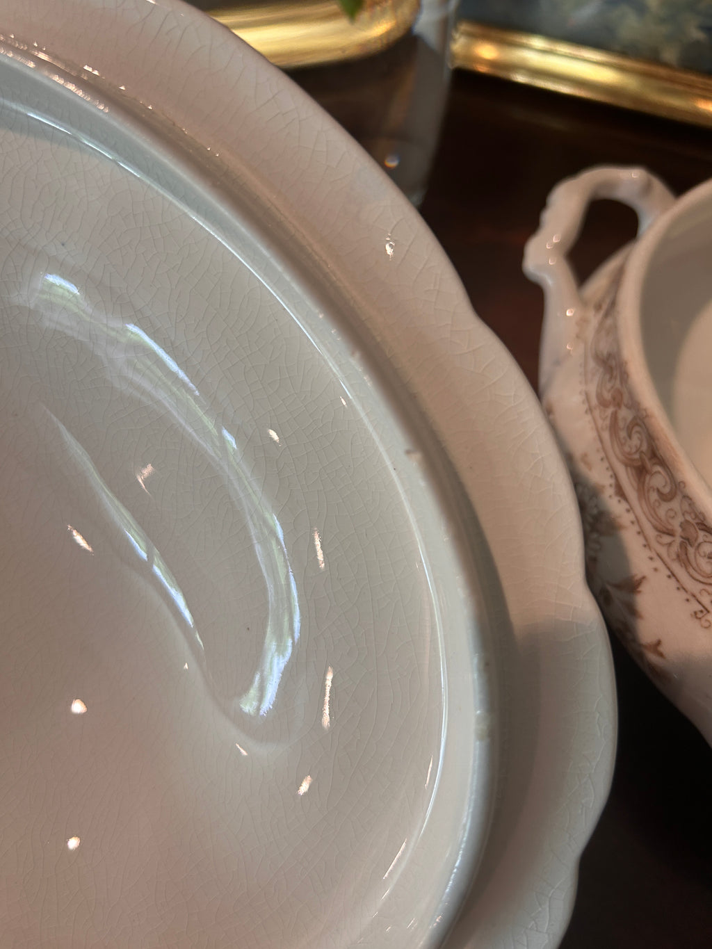 Antique Anchor Pottery Ironstone Serving Dish- Paris Elite Pattern