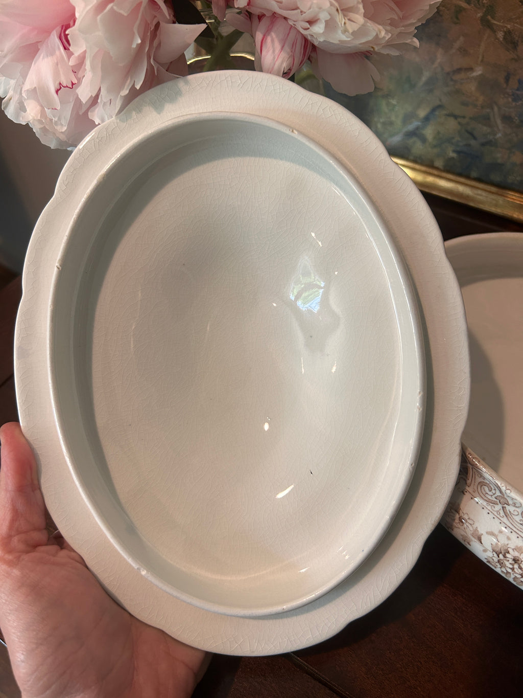Antique Anchor Pottery Ironstone Serving Dish- Paris Elite Pattern