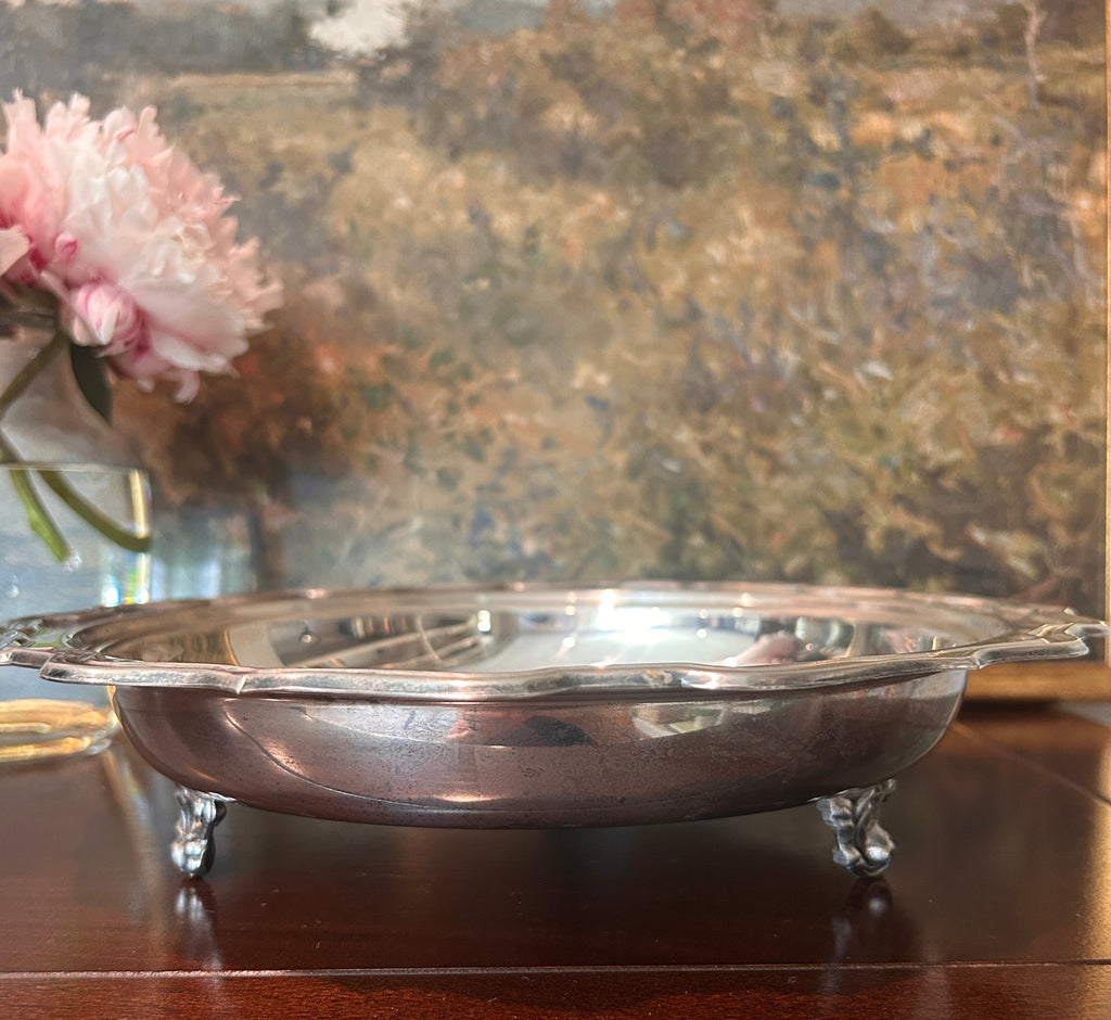 Vintage Silverplate Footed Gallery Tray
