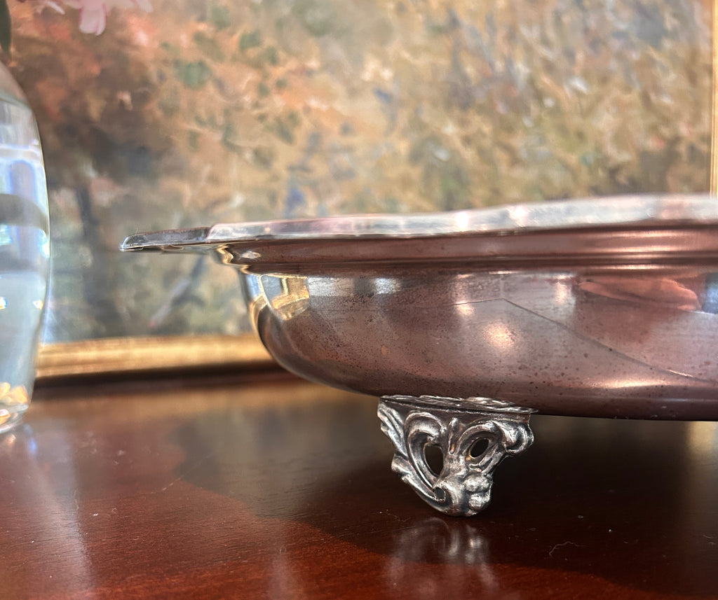Vintage Silverplate Footed Gallery Tray