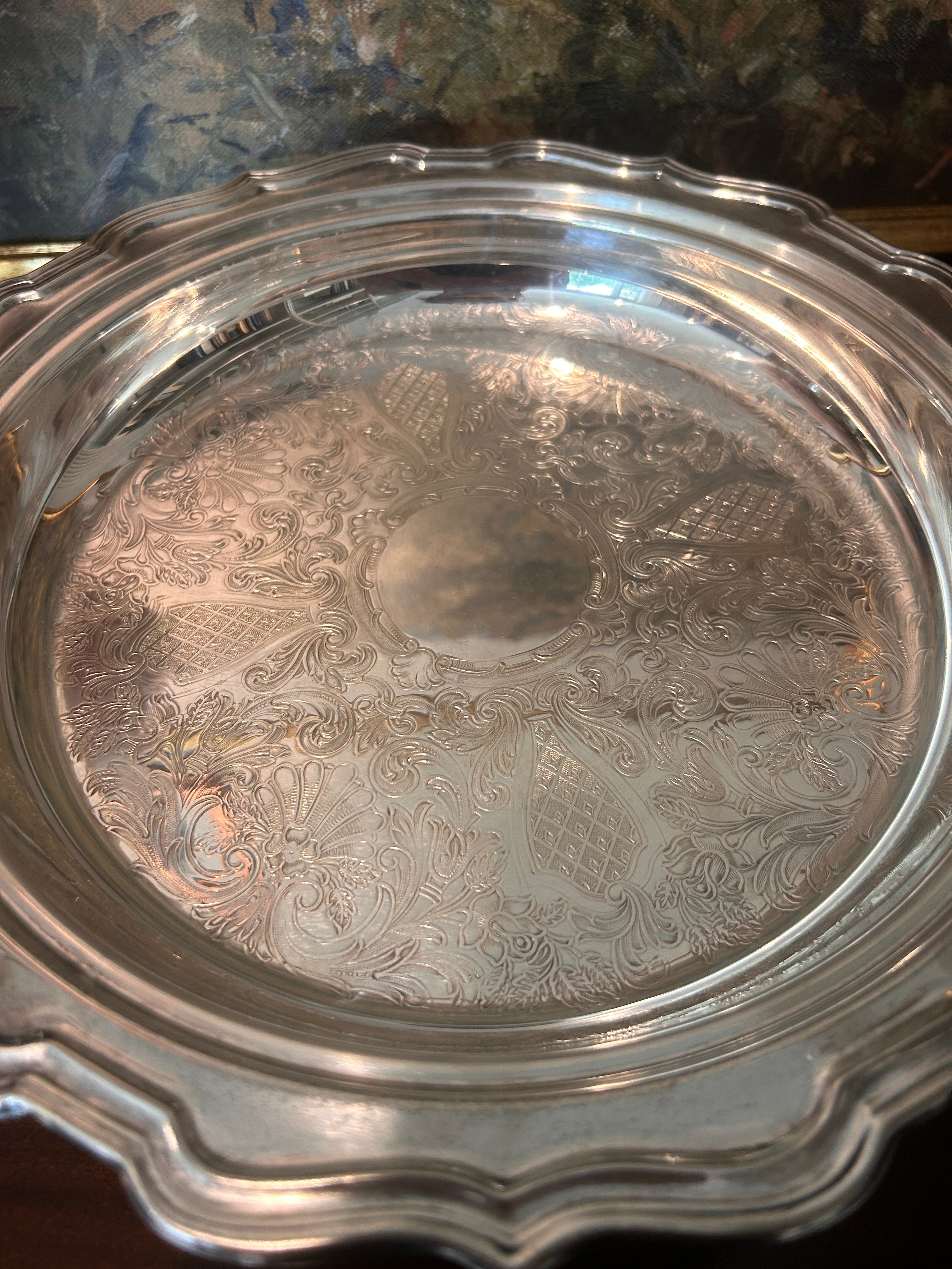 Vintage Silverplate Footed Gallery Tray