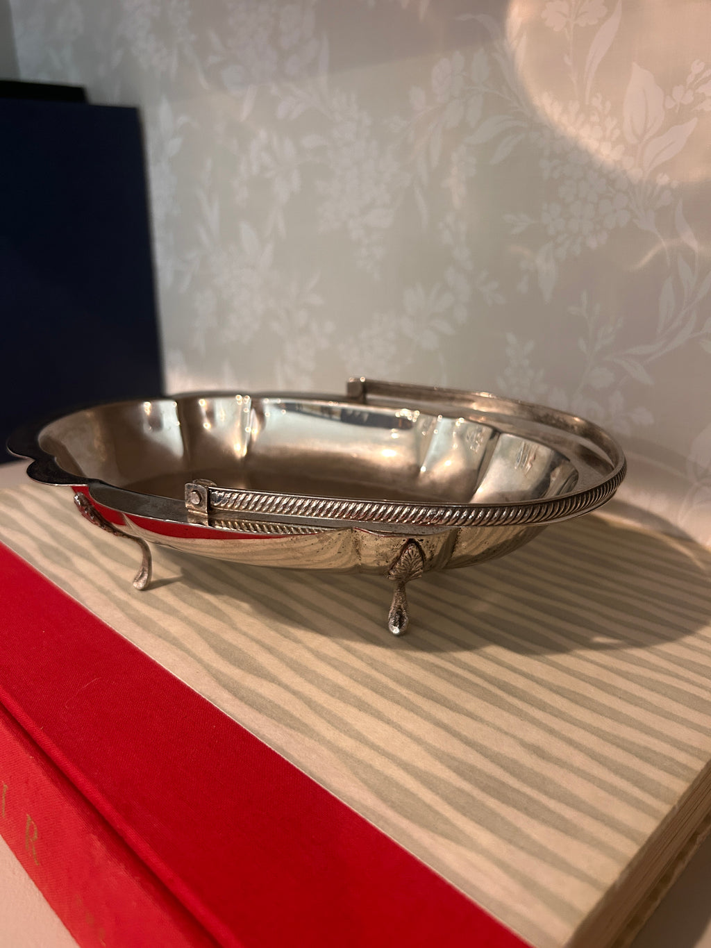 Vintage Handled Silverplate Footed Basket