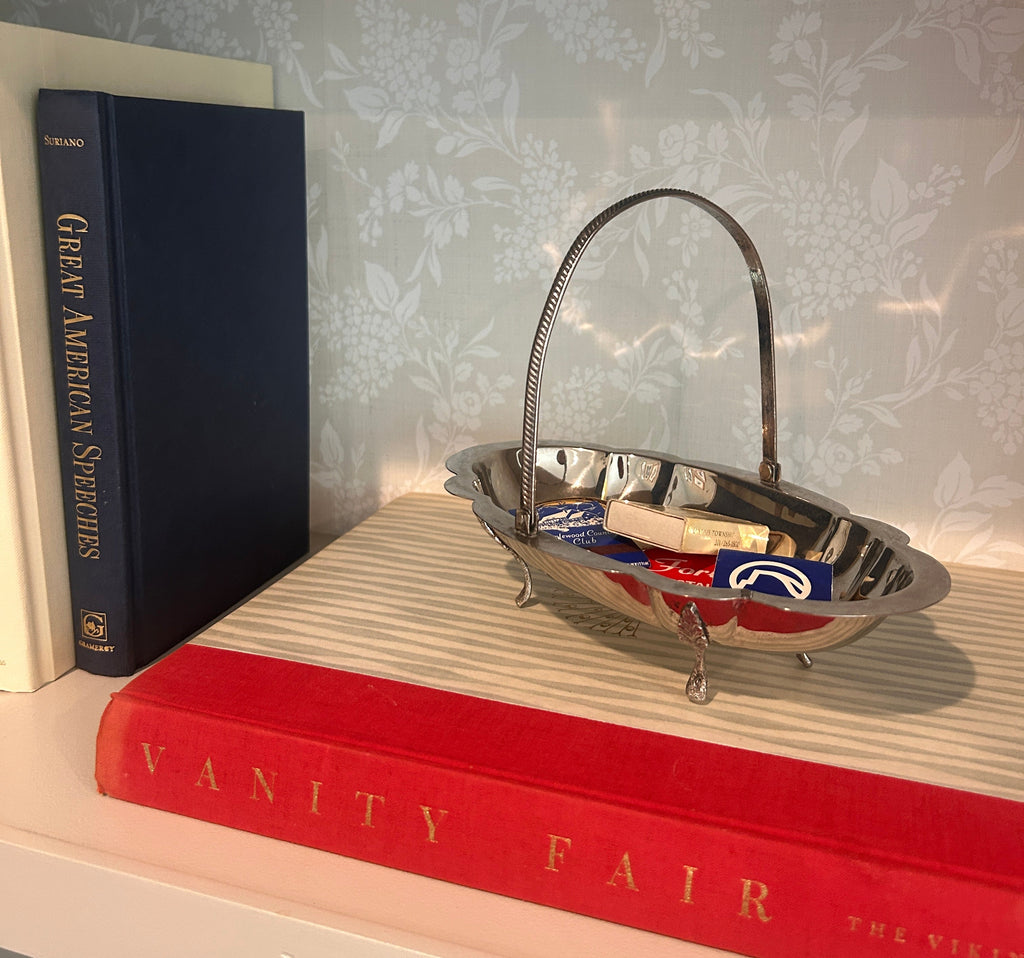 Vintage Handled Silverplate Footed Basket