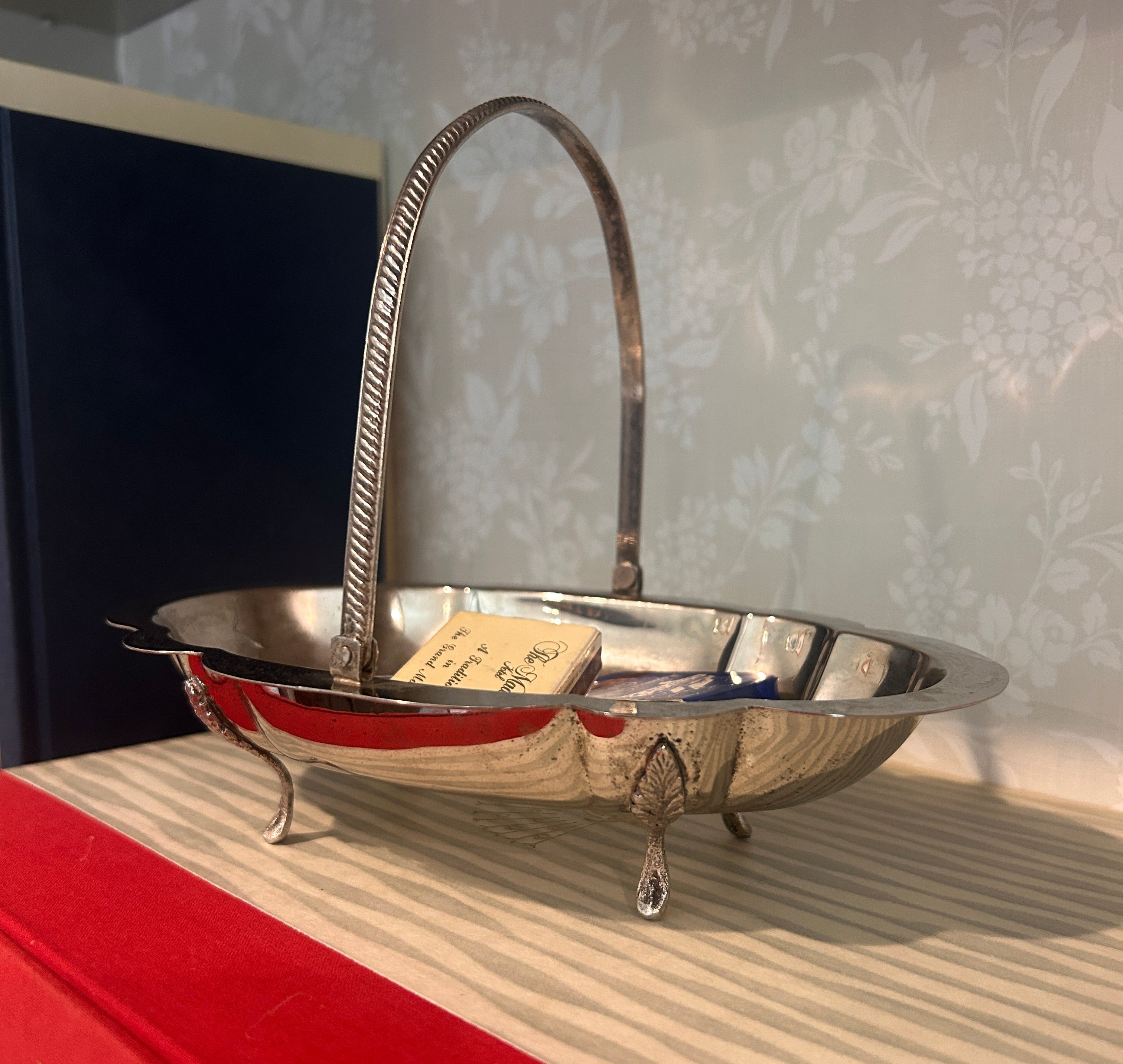 Vintage Handled Silverplate Footed Basket