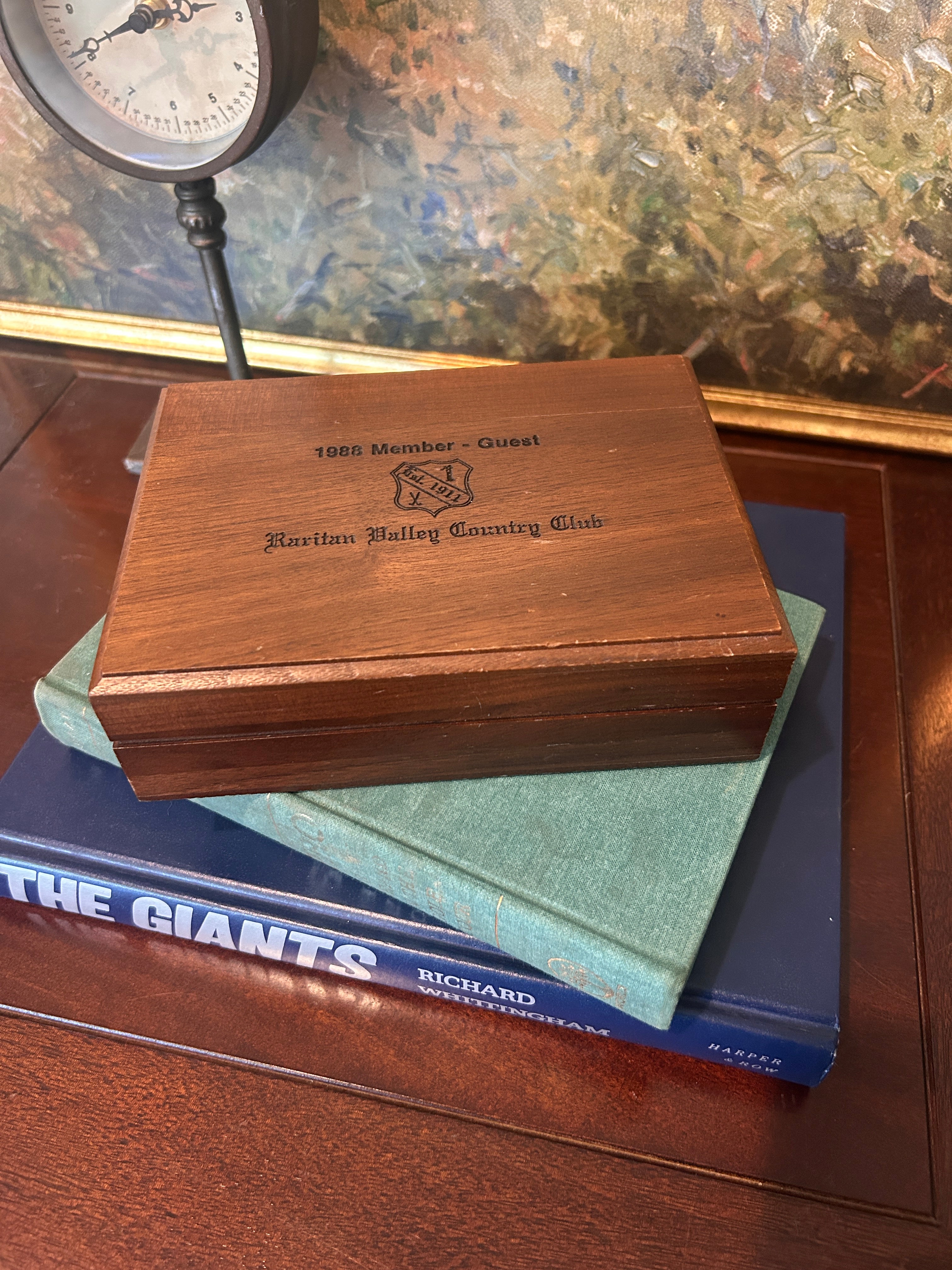 Vintage 1988 Raritan Valley Country Club Member Guest Wooden Box- Limited Time