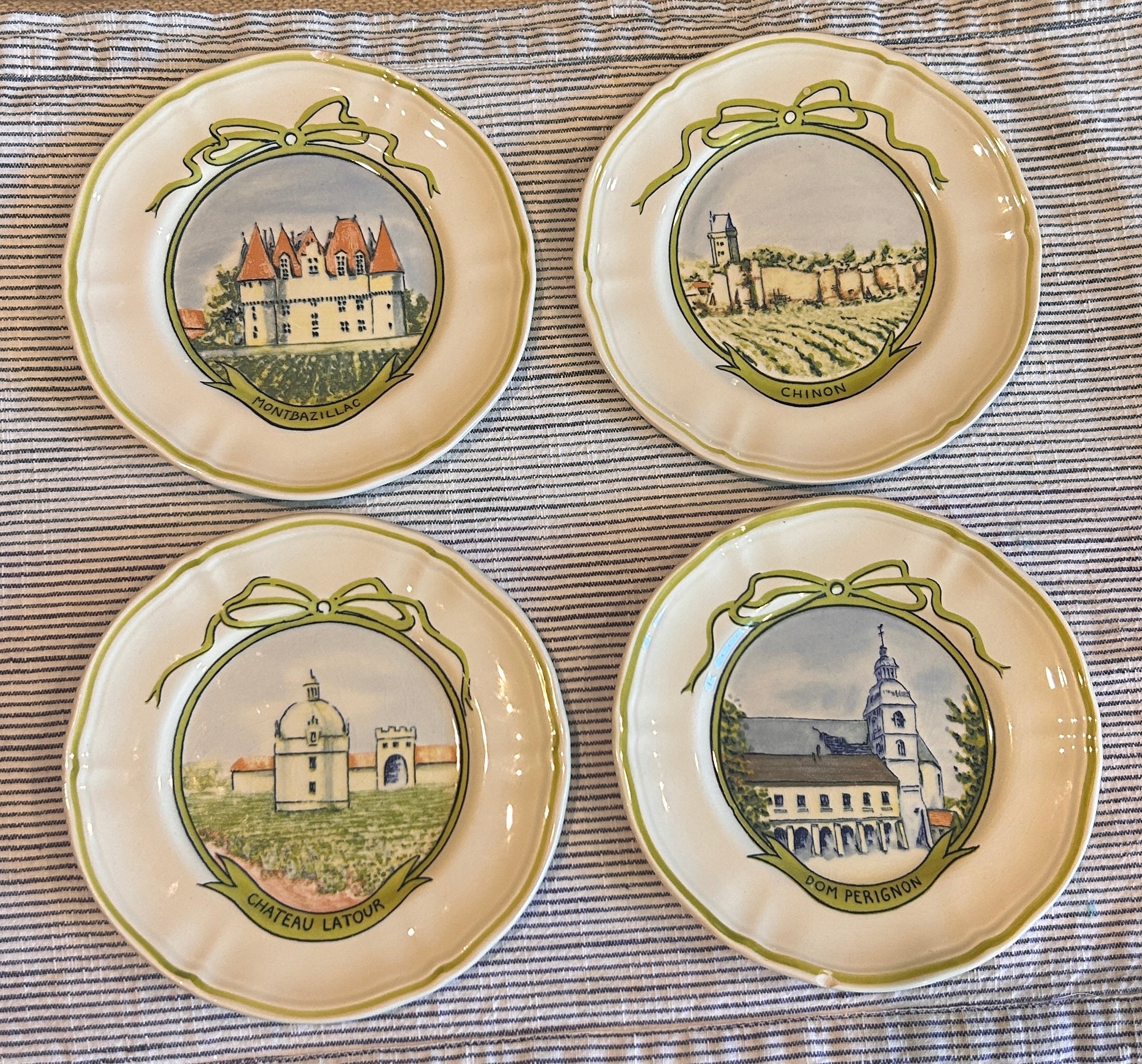 Vintage Longchamp "Wine Chateau" Decorative Plates- Set of 4