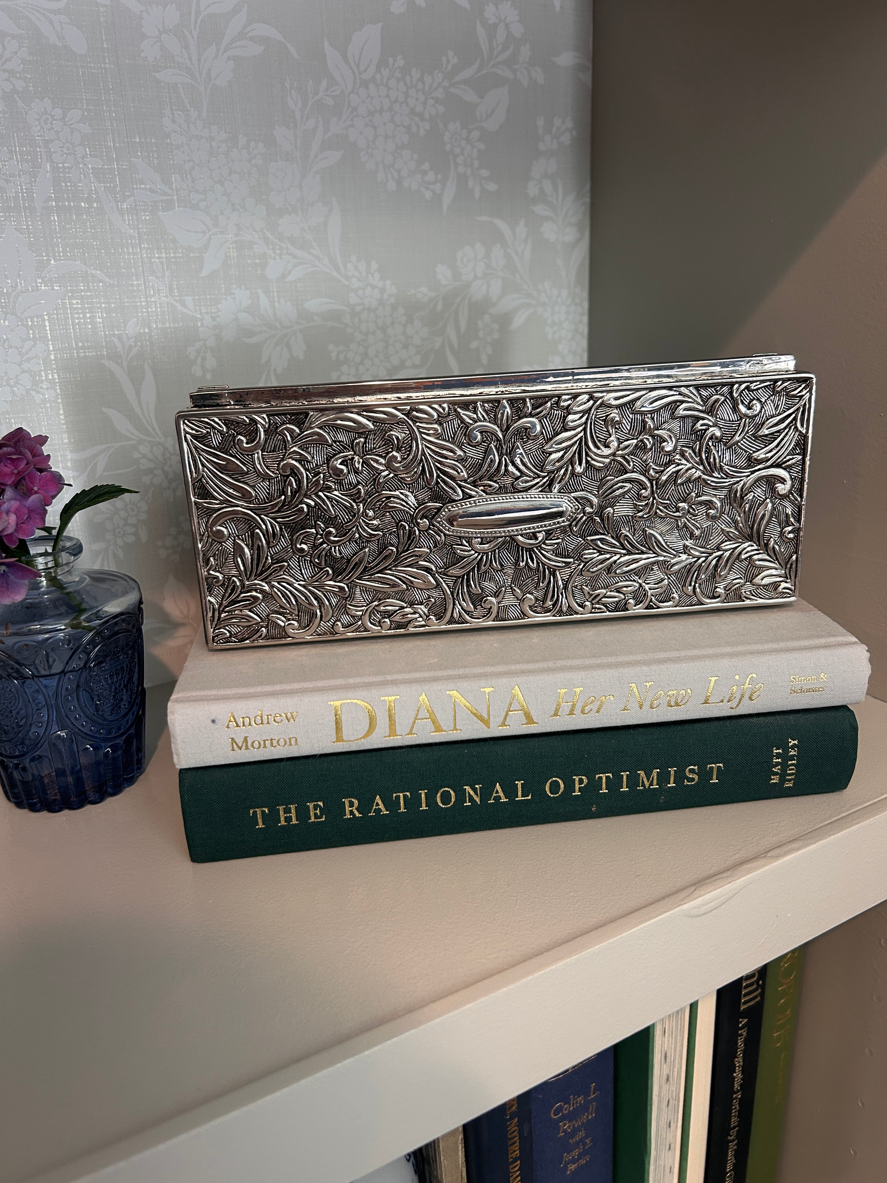 Vintage Silverplate Floral Embossed Jewelry Box