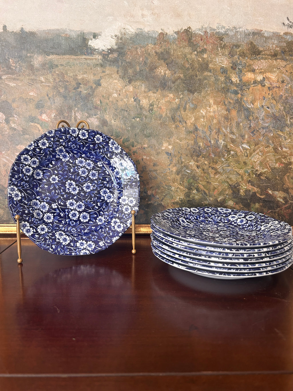 Vintage Crownford China Co. Calico Salad Plates- Set of 8