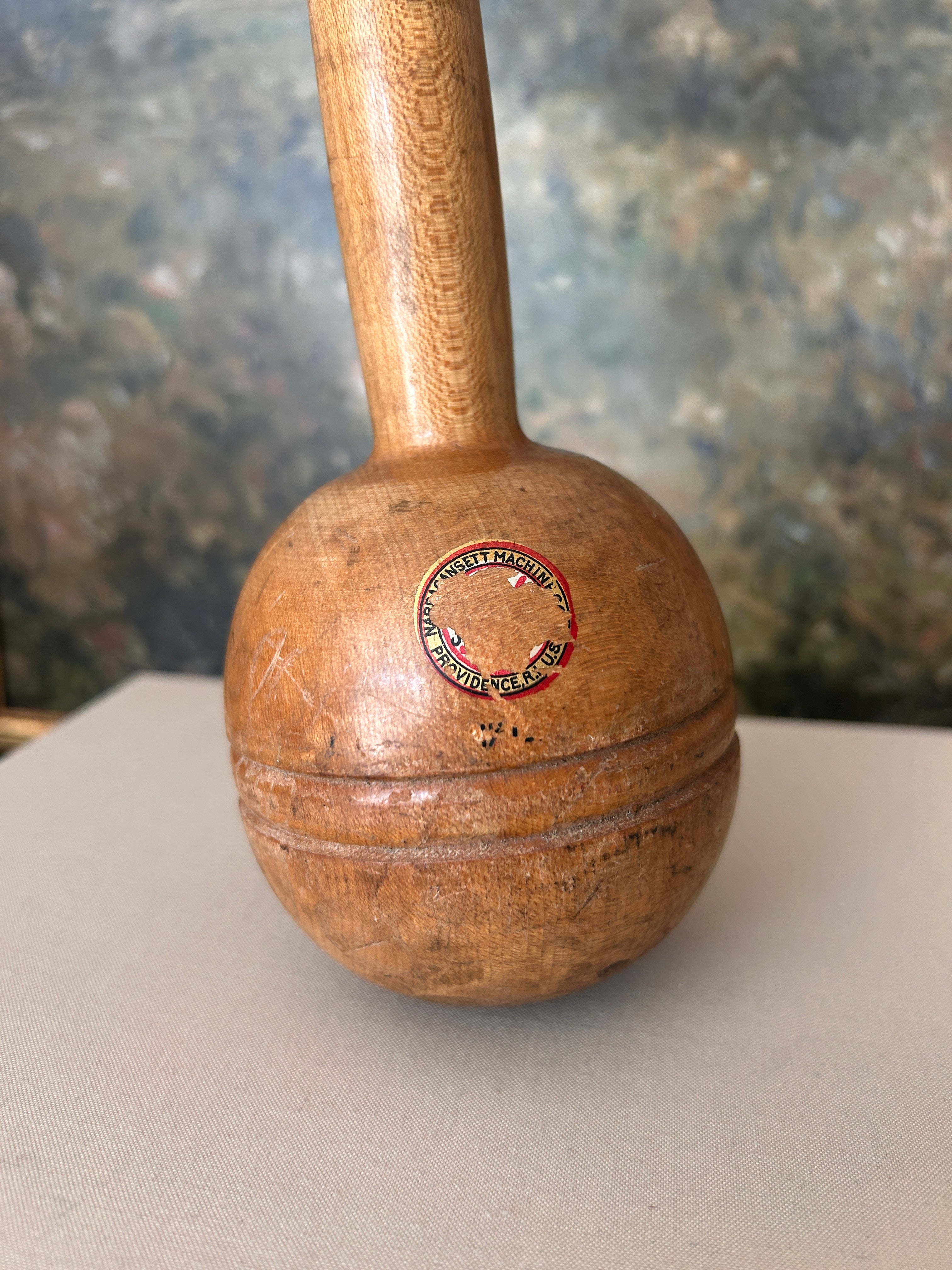 Antique Narragansett Wooden Dumbbell